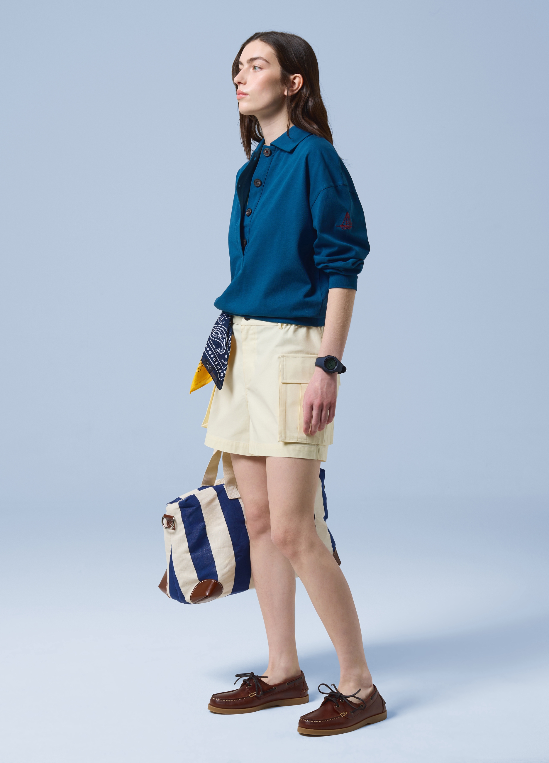 ALTAVIA, Shorts Cargo Altavia Sailing Gialli In Puro Cotone Con Vita Elasticizzata, Donna, Giallo, Taglia: L