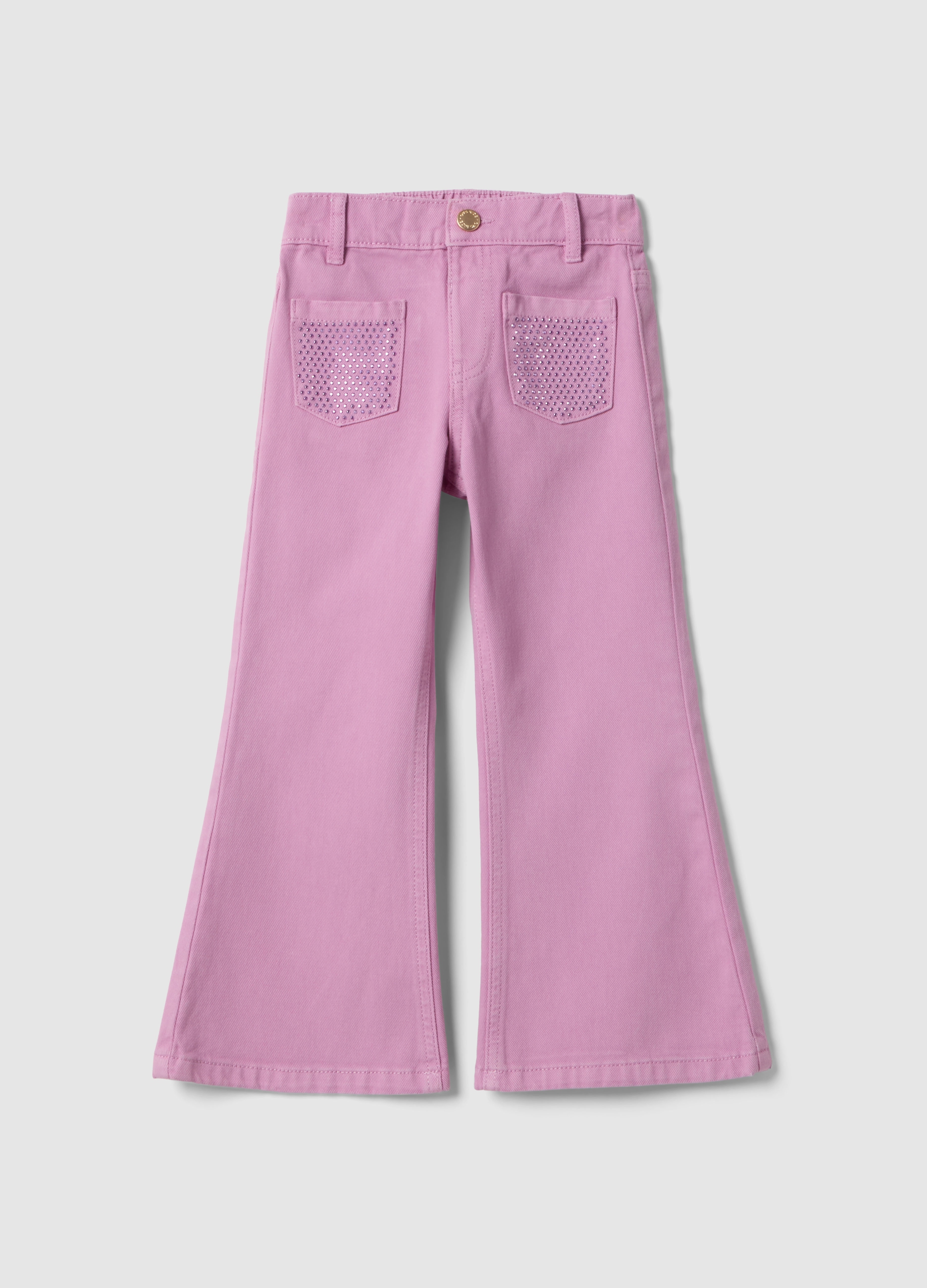 OVS KIDS, Pantalones Acampanados Rosas De Algodón Para Niña, Ajuste Regular, Niña, Rosa Claro, Talla: 7-8