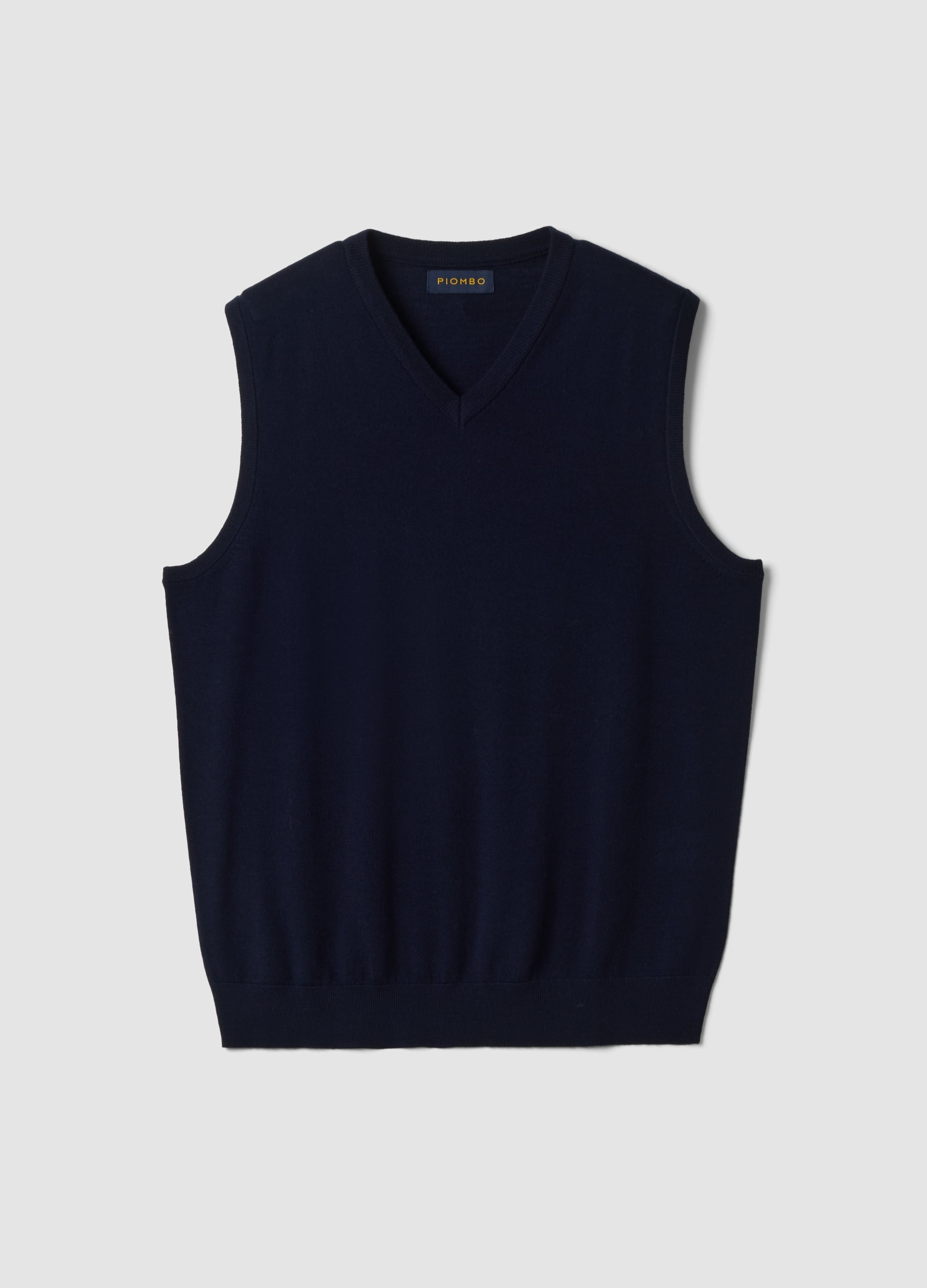 PIOMBO, Gilet Blu Navy In Pura Lana Merino Con Scollo Profondo A V Regular Fit, Uomo, Blu, Taglia: XXL