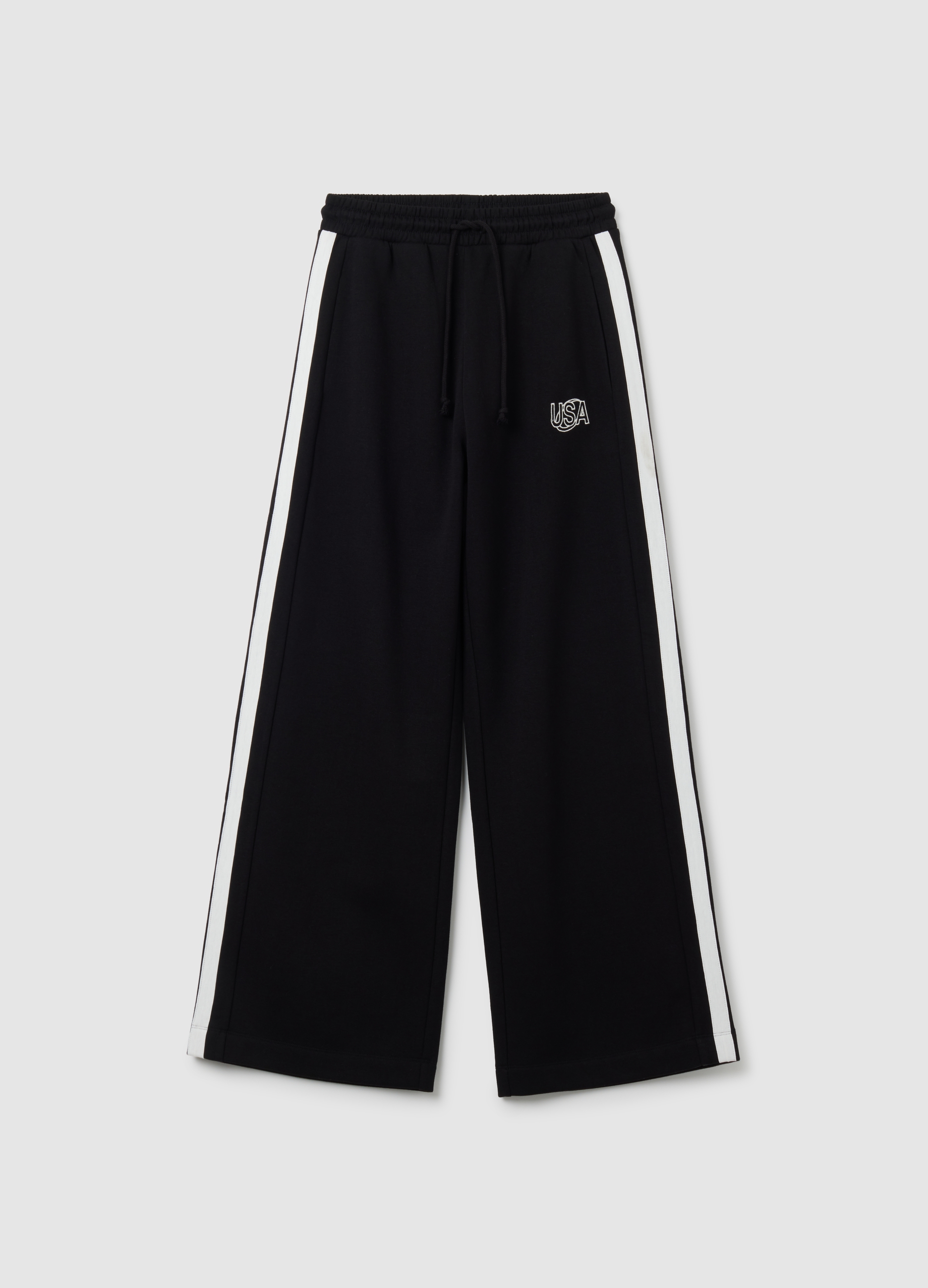 Pantalones Rojos De Pierna Ancha De Mezcla De Algodón, Mujer, Negro/Blanco, Talla: 42