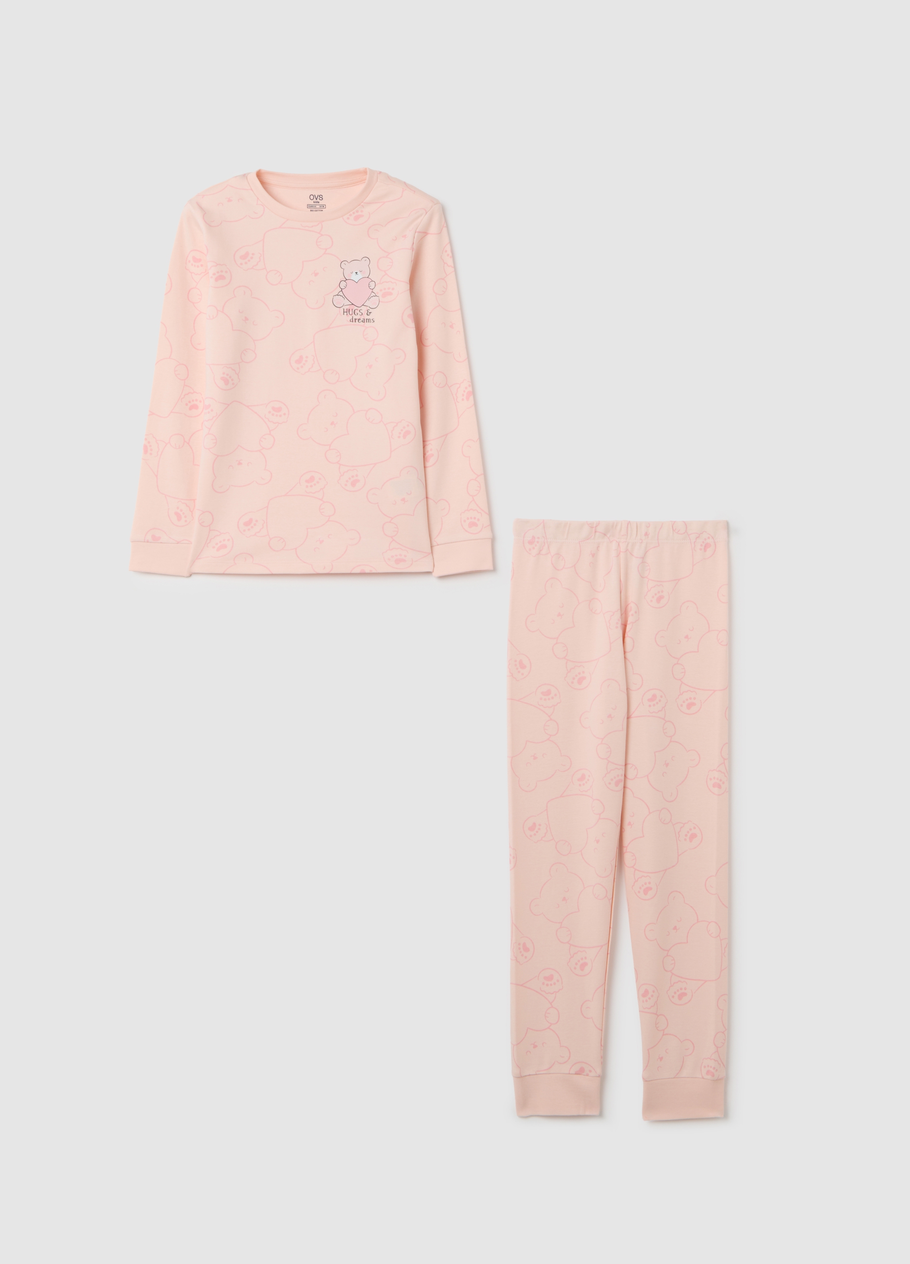 Pigiama Da Bambina In Puro Cotone Rosa Regular Fit, Niña, Rosa Claro, Talla: 6-7