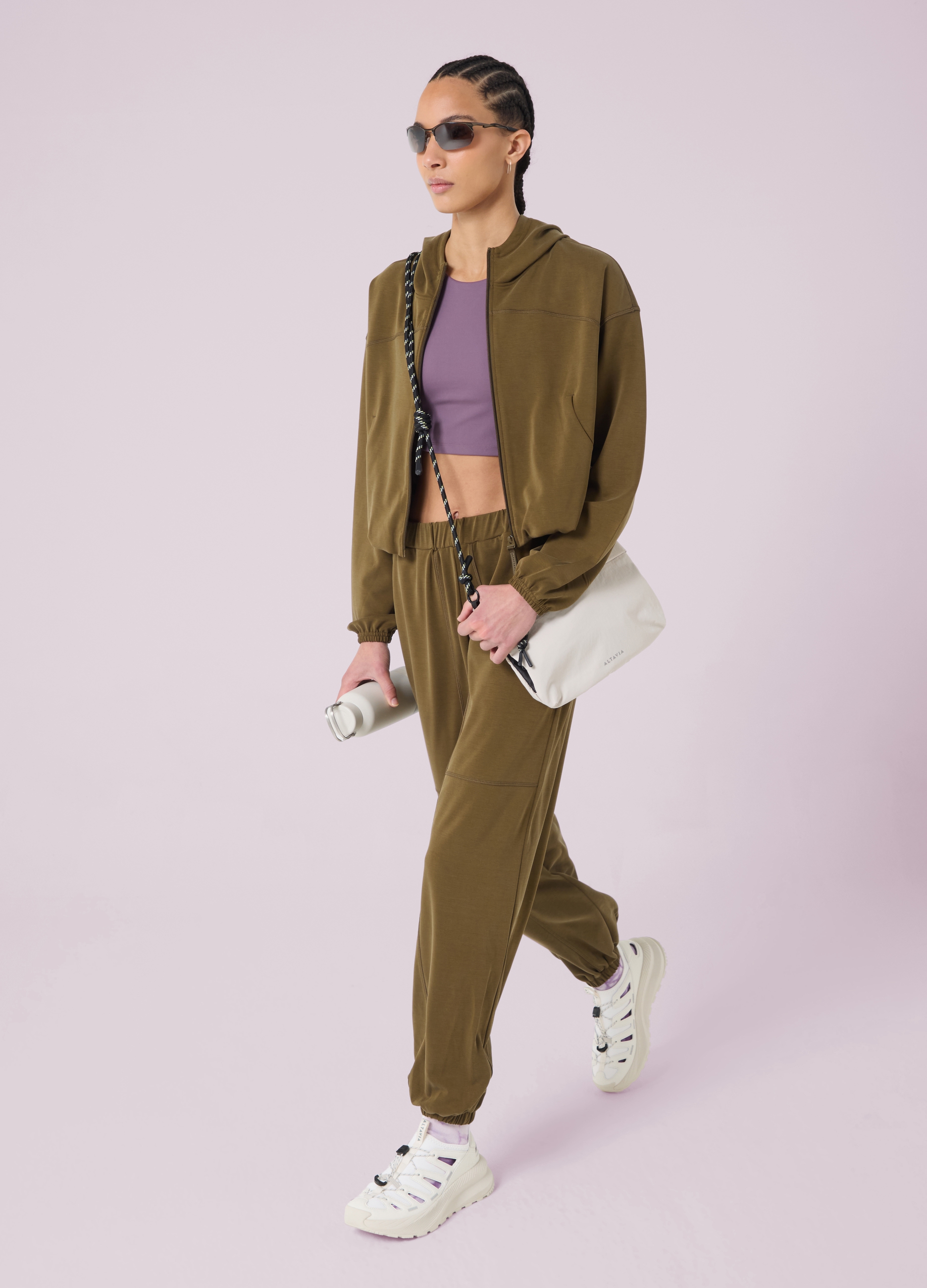 Altavia Studio, Pantalones Jogger Con Cintura Elástica Altavia Studio, Mujer, Verde militar, Talla: 36