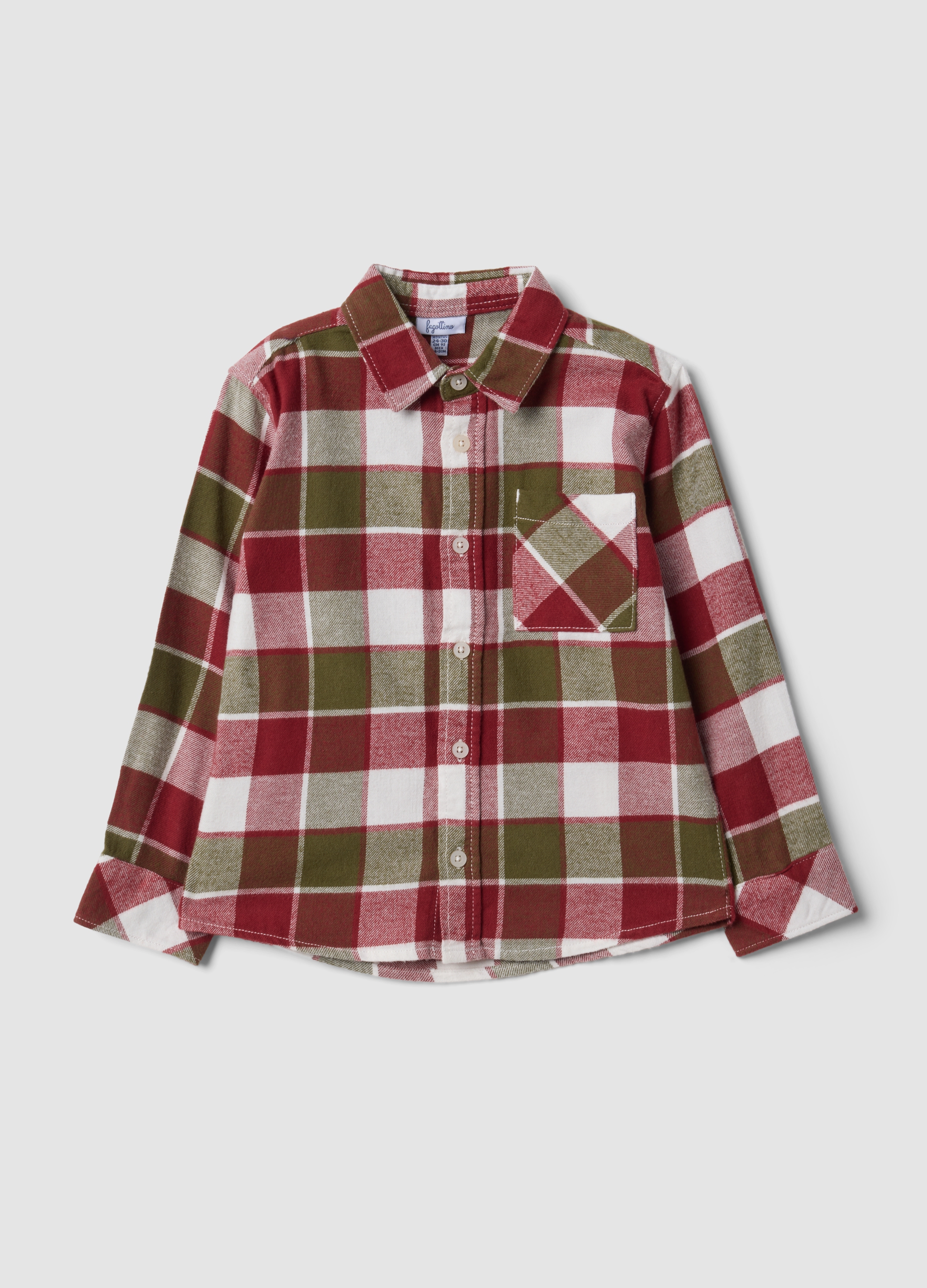 FAGOTTINO, Camicia Multicolor A Quadri In Puro Cotone Per Bimbo, Bambino, Multicolor, Taglia: 18-24