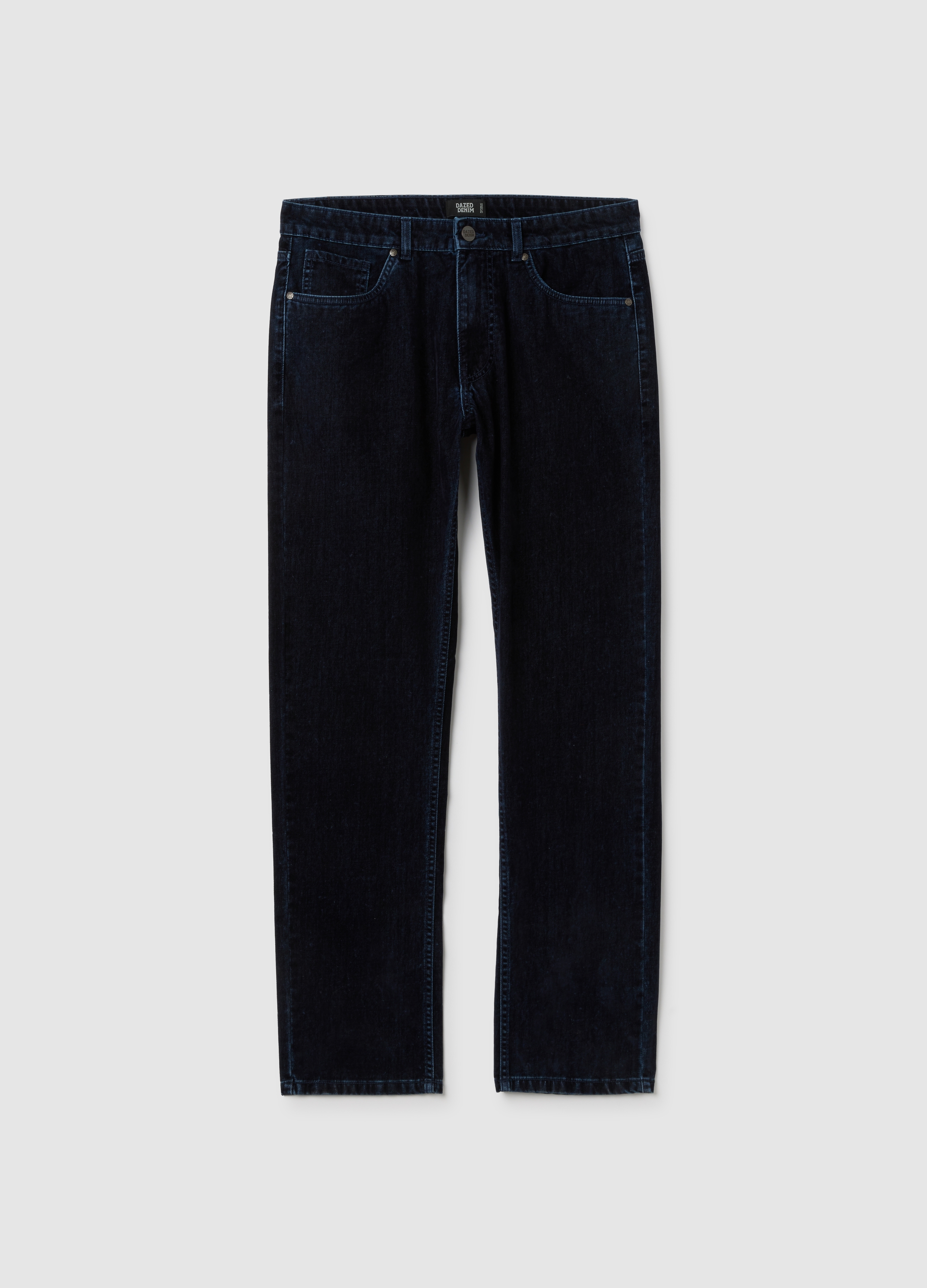 Pantaloni Denim In Puro Cotone Blu Regular Fit, Hombre, Azul oscuro, Talla: 52