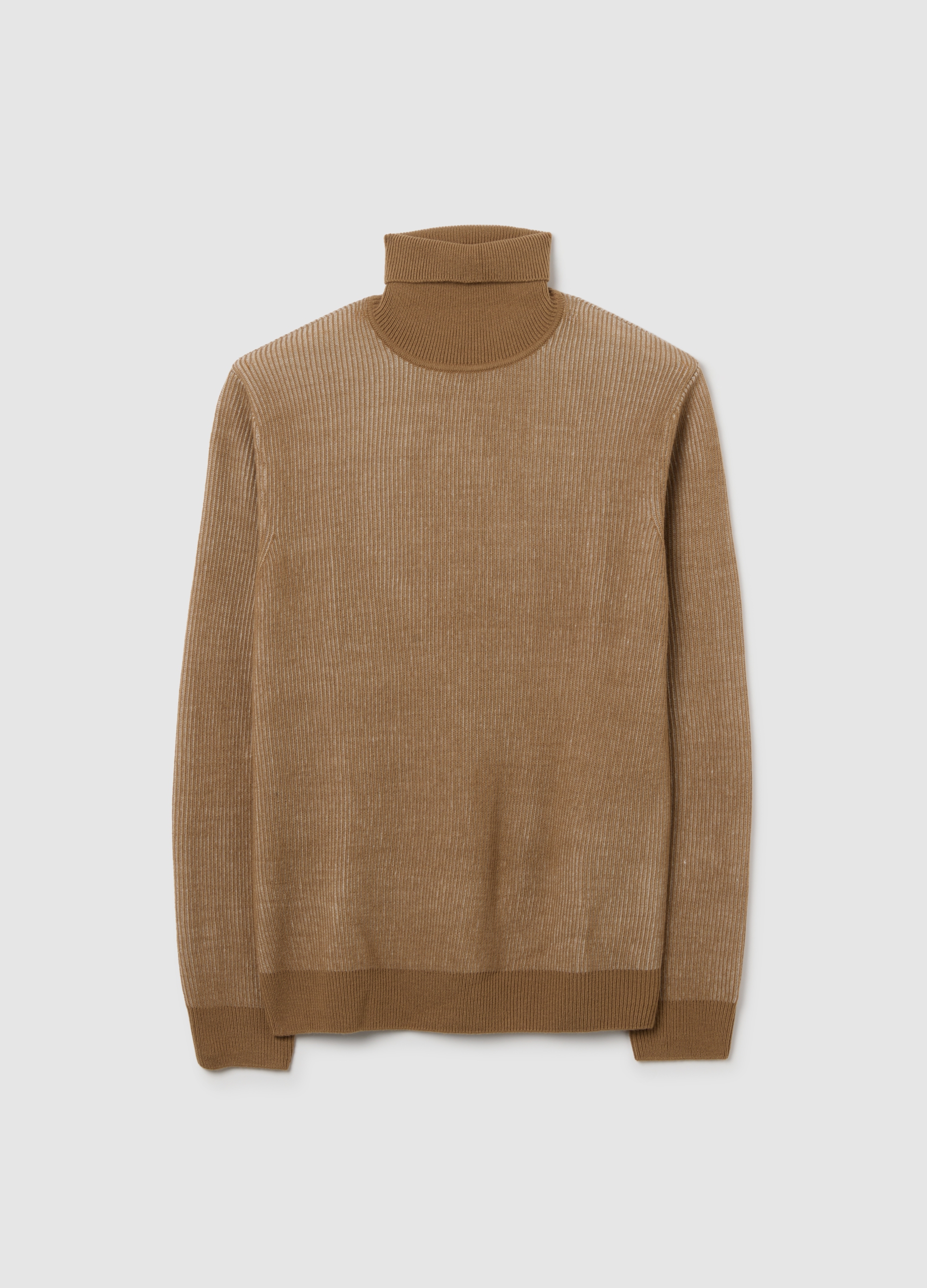 Piombo Contemporary, Jersey Marrón De Ajuste Regular Con Cuello Alto, Hombre, Amarillo caramelo, Talla: L