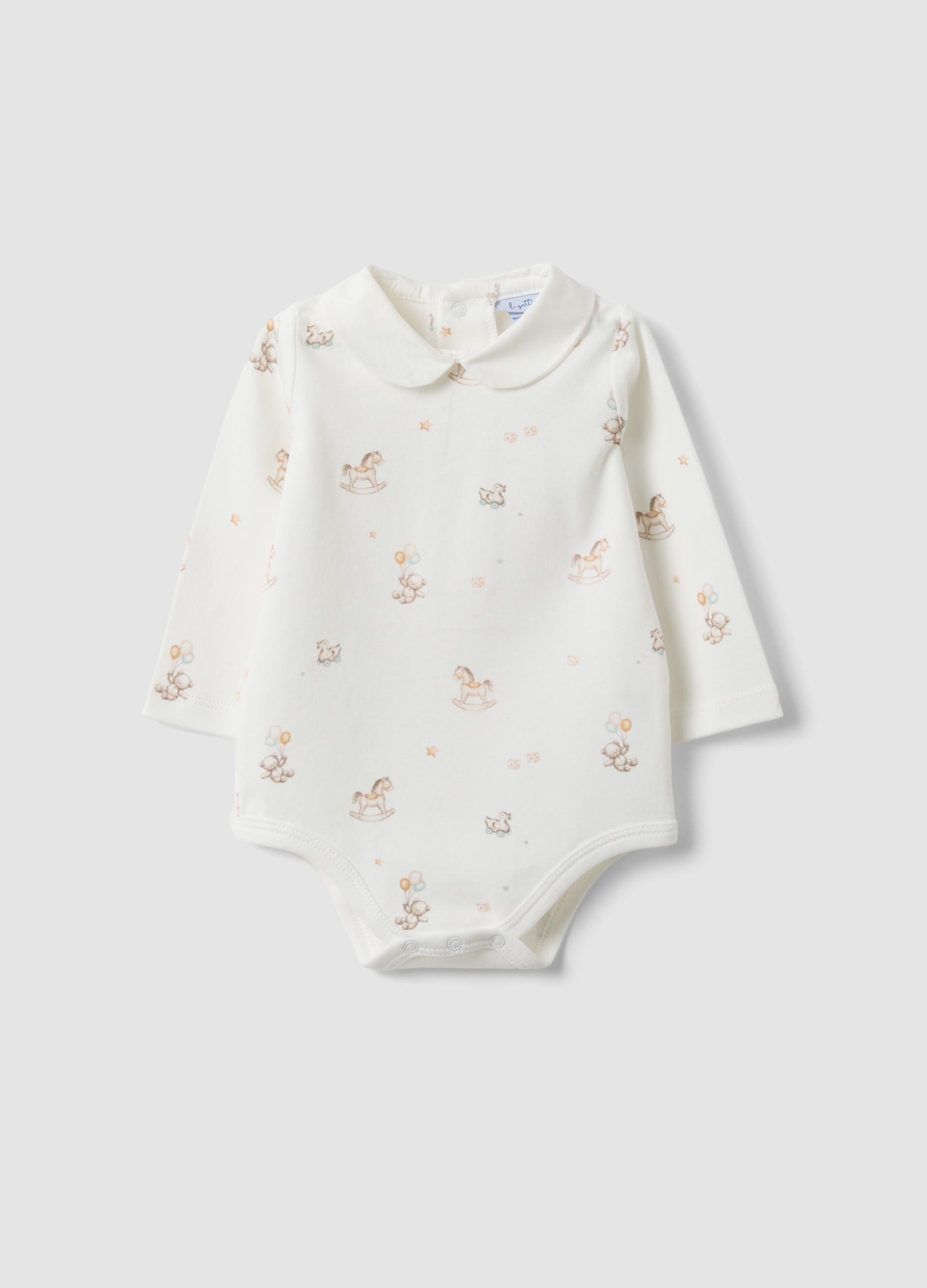 FAGOTTINO, Body Bianco In Puro Cotone Organico Con Colletto Per Neonati, Unisex, Bianco, Taglia: 6-9