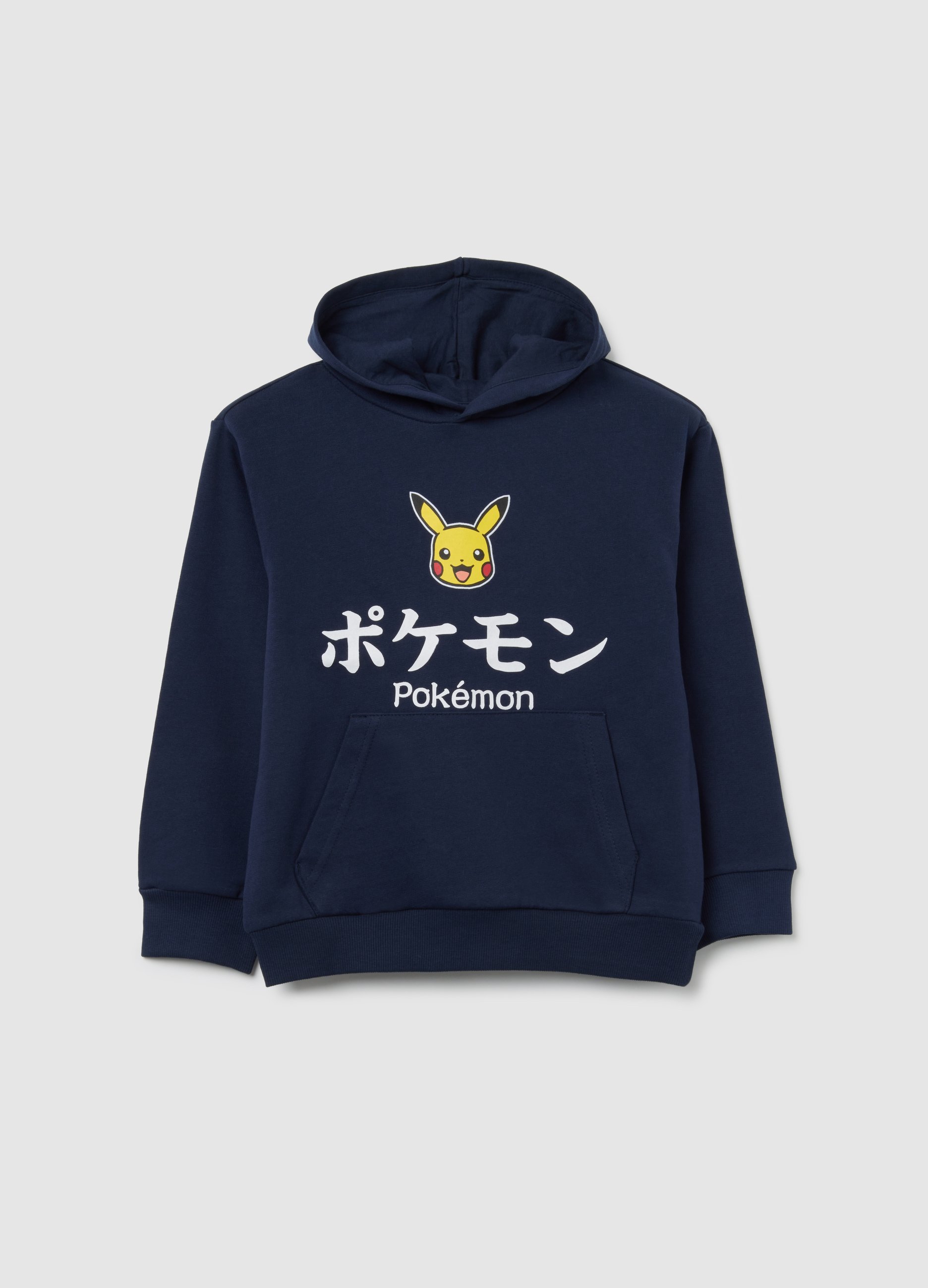 OVS KIDS, Sudadera Infantil Azul De Algodón Puro Con Ajuste Y Estampado De Pokémon, Niño, Azul marino, Talla: 7-8