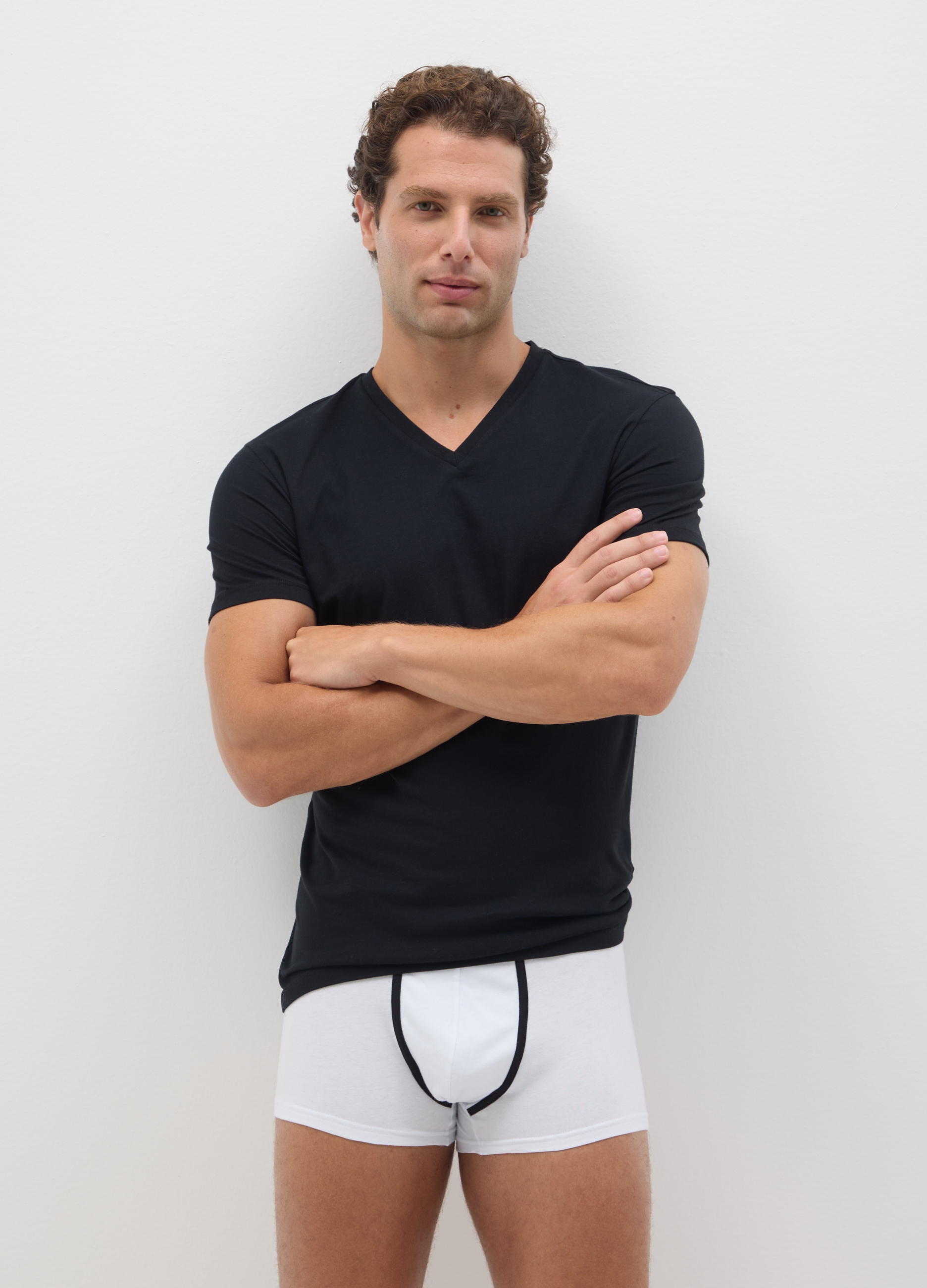 OVS, Tripack Di T-shirt Da Uomo Bianche In Puro Cotone Con Scollo A V, Bianco, Taglia: XXL