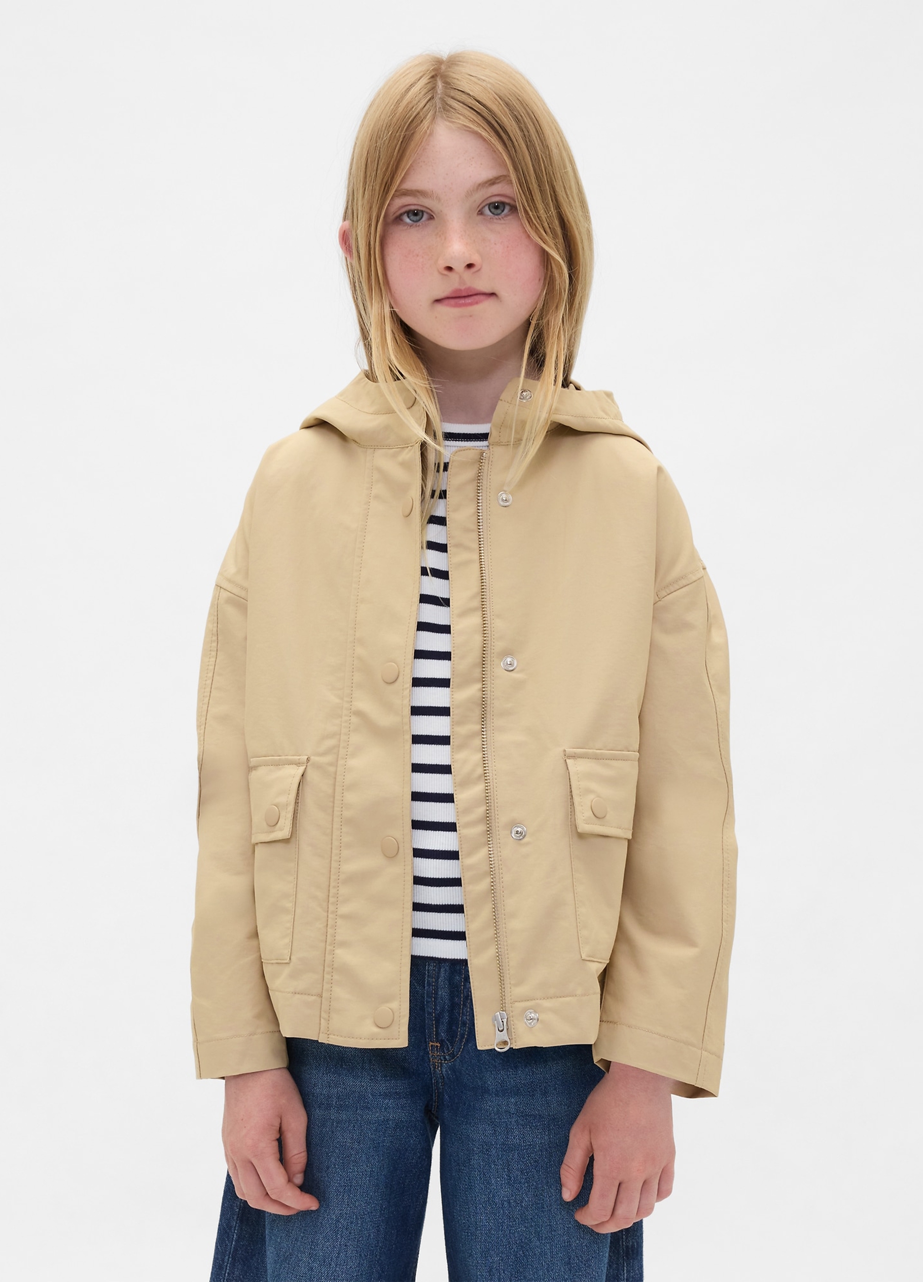 GAP KIDS, Giacca Con Cappuccio, Bambina, Beige, Taglia: L