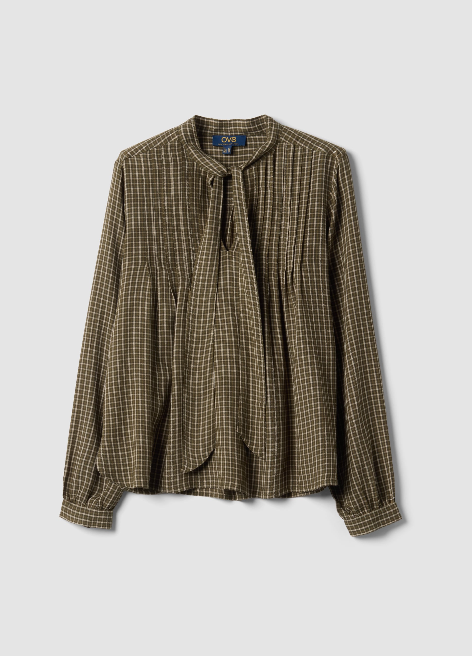OVS, Blusa Marrone In Pura Viscosa A Quadri, Donna, Nero, Taglia: 38