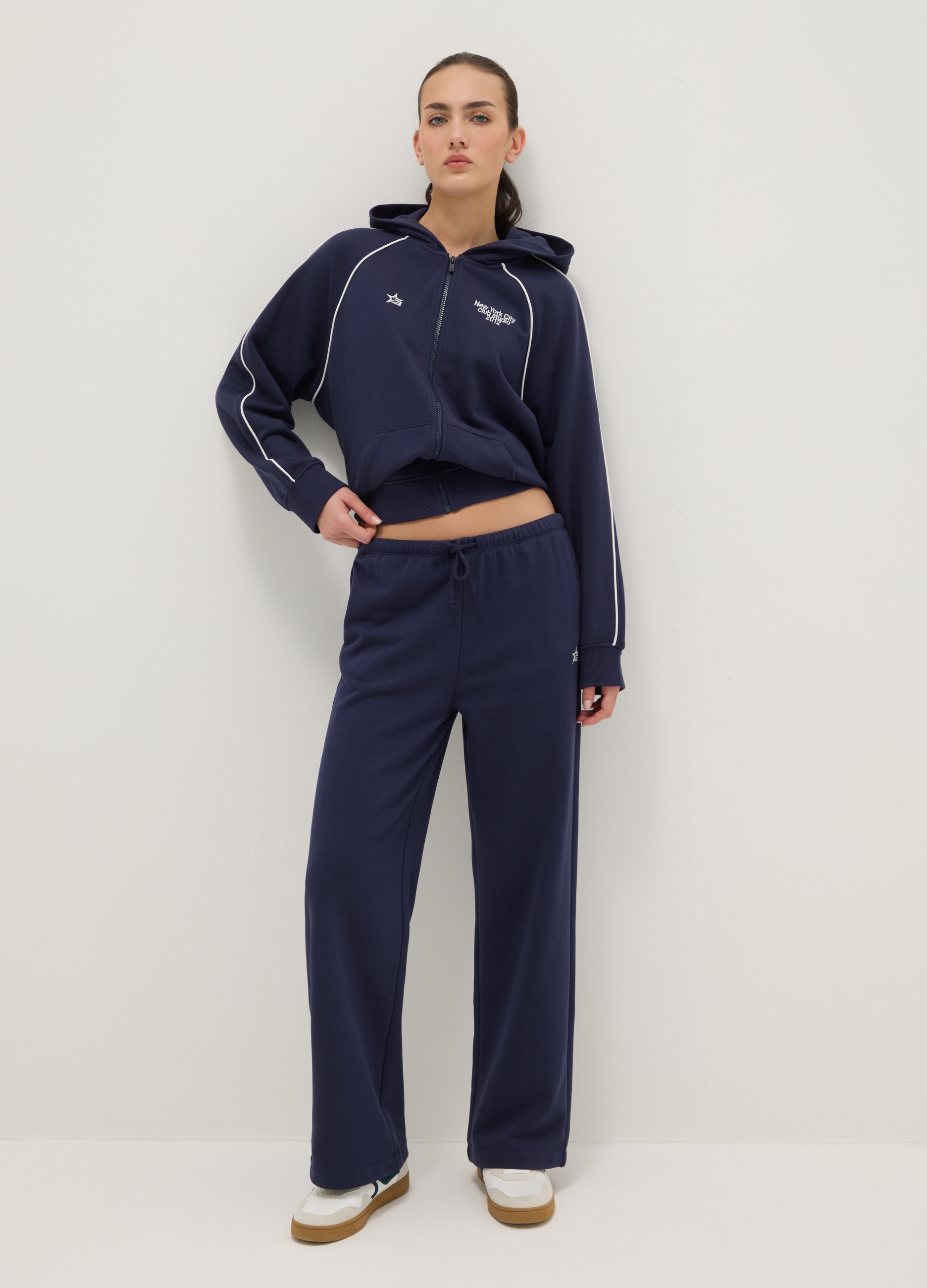 B.ANGEL, Pantalones Joggers Azules En Mezcla De Algodón De Corte Regular, Mujer, Azul oscuro, Talla: 36