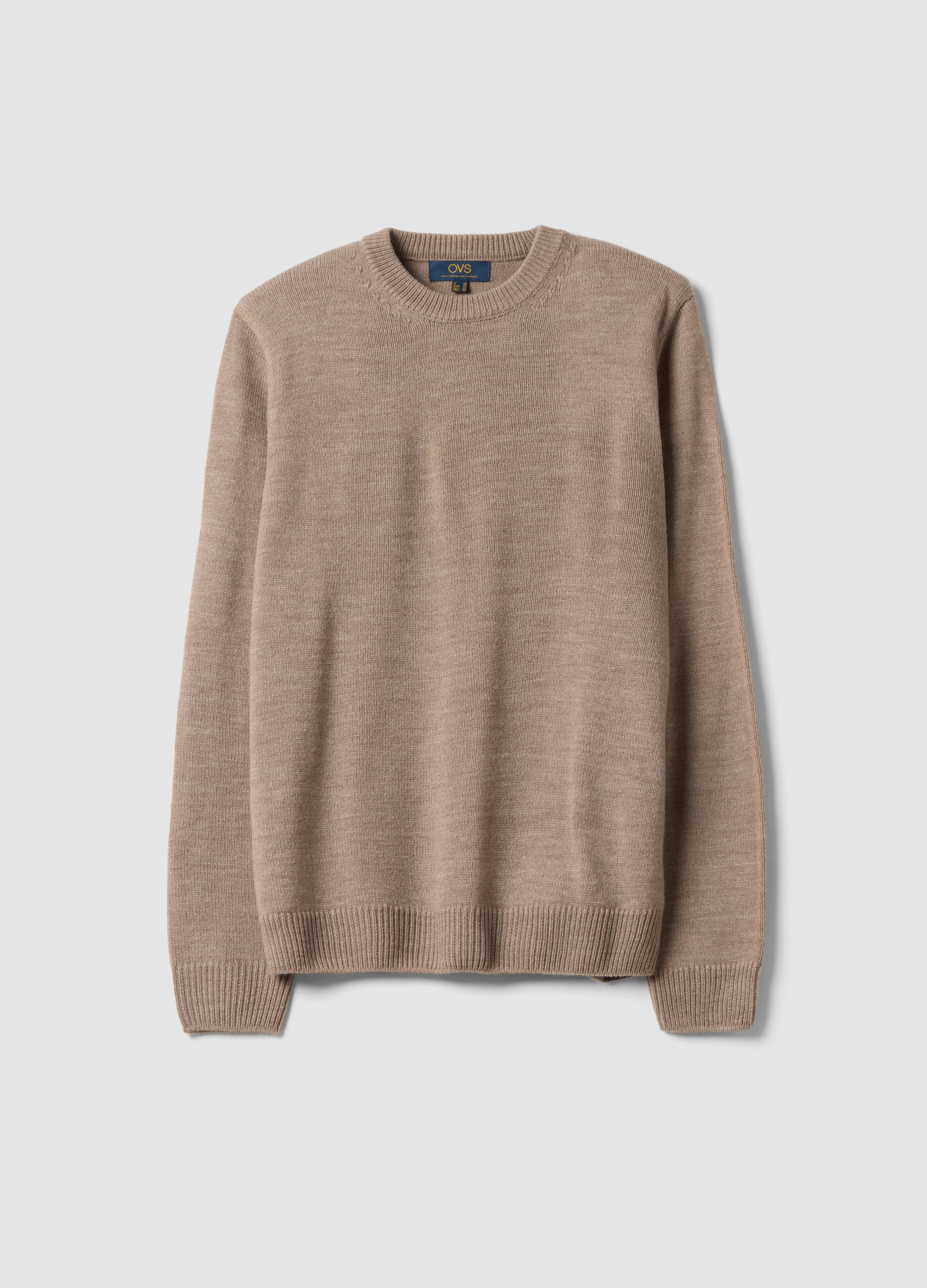 OVS, Maglia Beige Girocollo In Jersey Knit Regular Fit, Uomo, Beige, Taglia: S