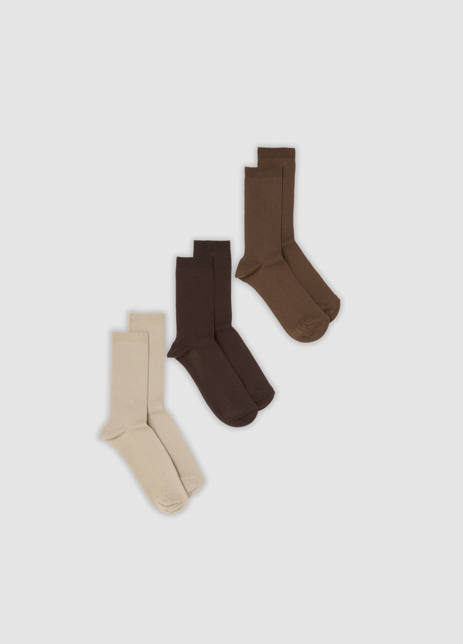Altavia Studio, Tripack Di Calzini Marroni In Cotone Jersey Elasticizzato Altavia Studio, Donna, Marrone, Taglia: 36-38