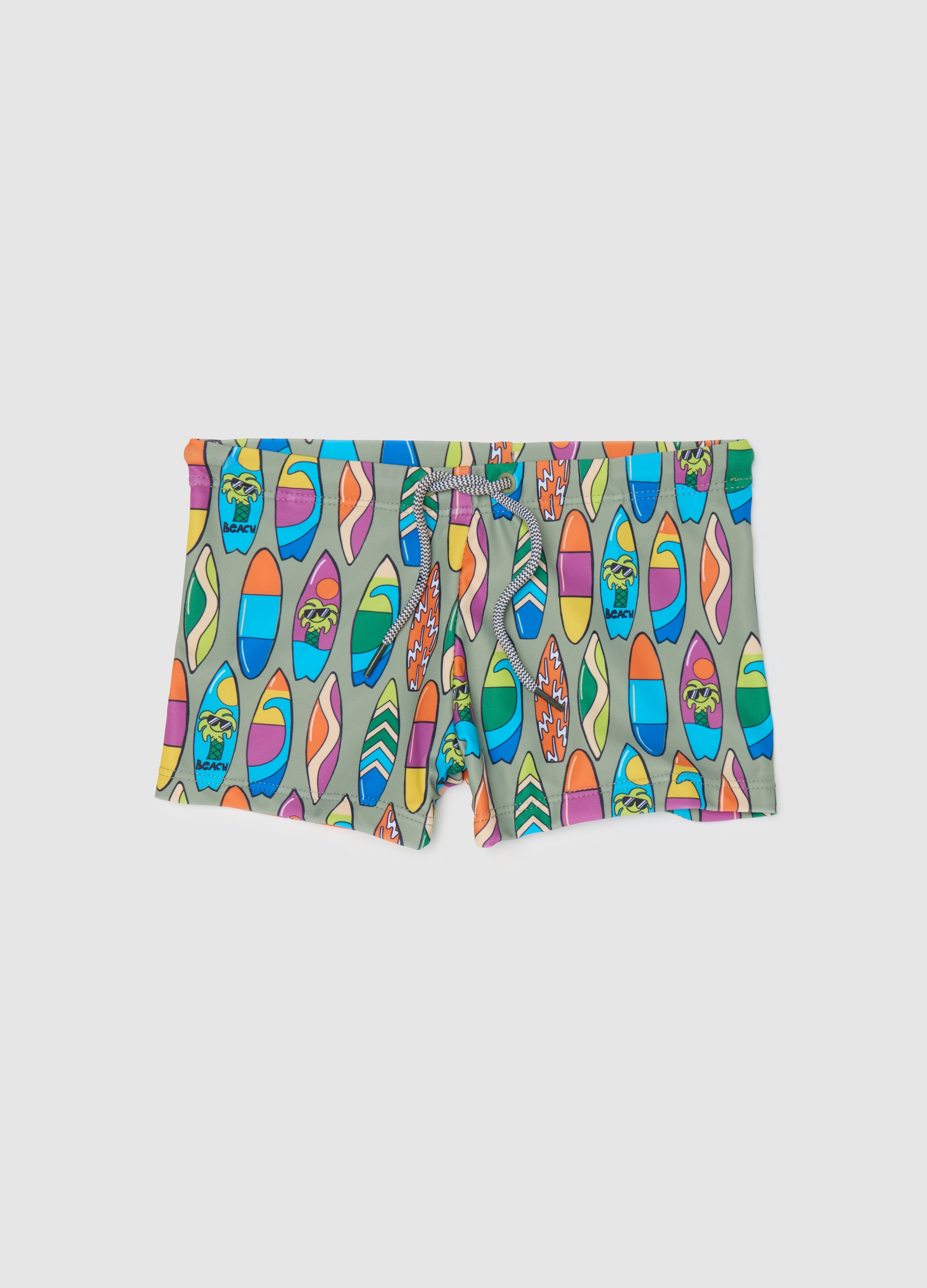 OVS, Slip Da Bagno Da Bambino In Tessuto Elasticizzato Multicolor Con Stampa, Multicolor, Taglia: 3-4