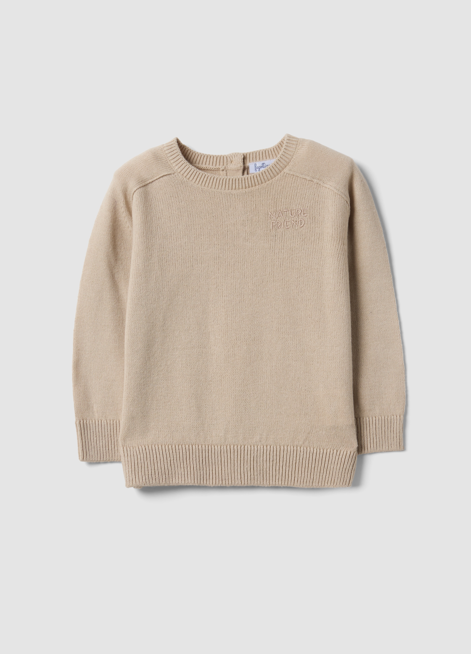 FAGOTTINO, Maglia Beige In Misto Cotone A Girocollo Per Bimbo, Bambino, Beige, Taglia: 12-18