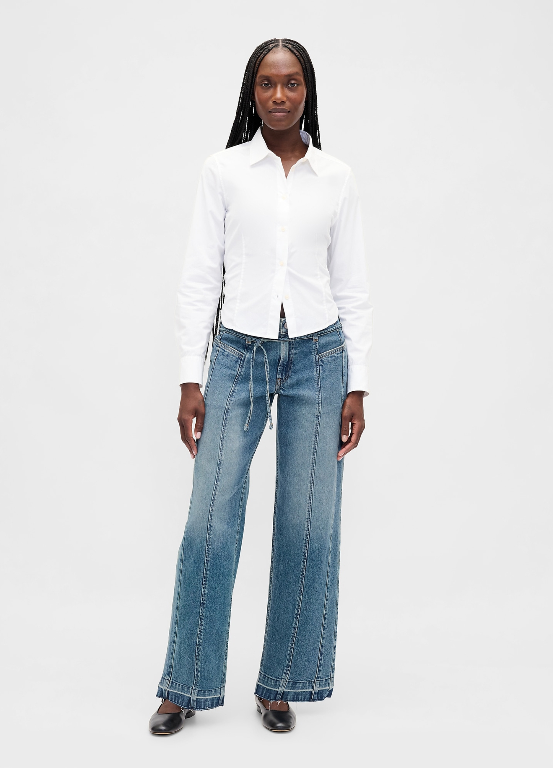 GAP, Pantaloni Denim A Gamba Larga, Donna, Denim, Taglia: 42 REGULAR