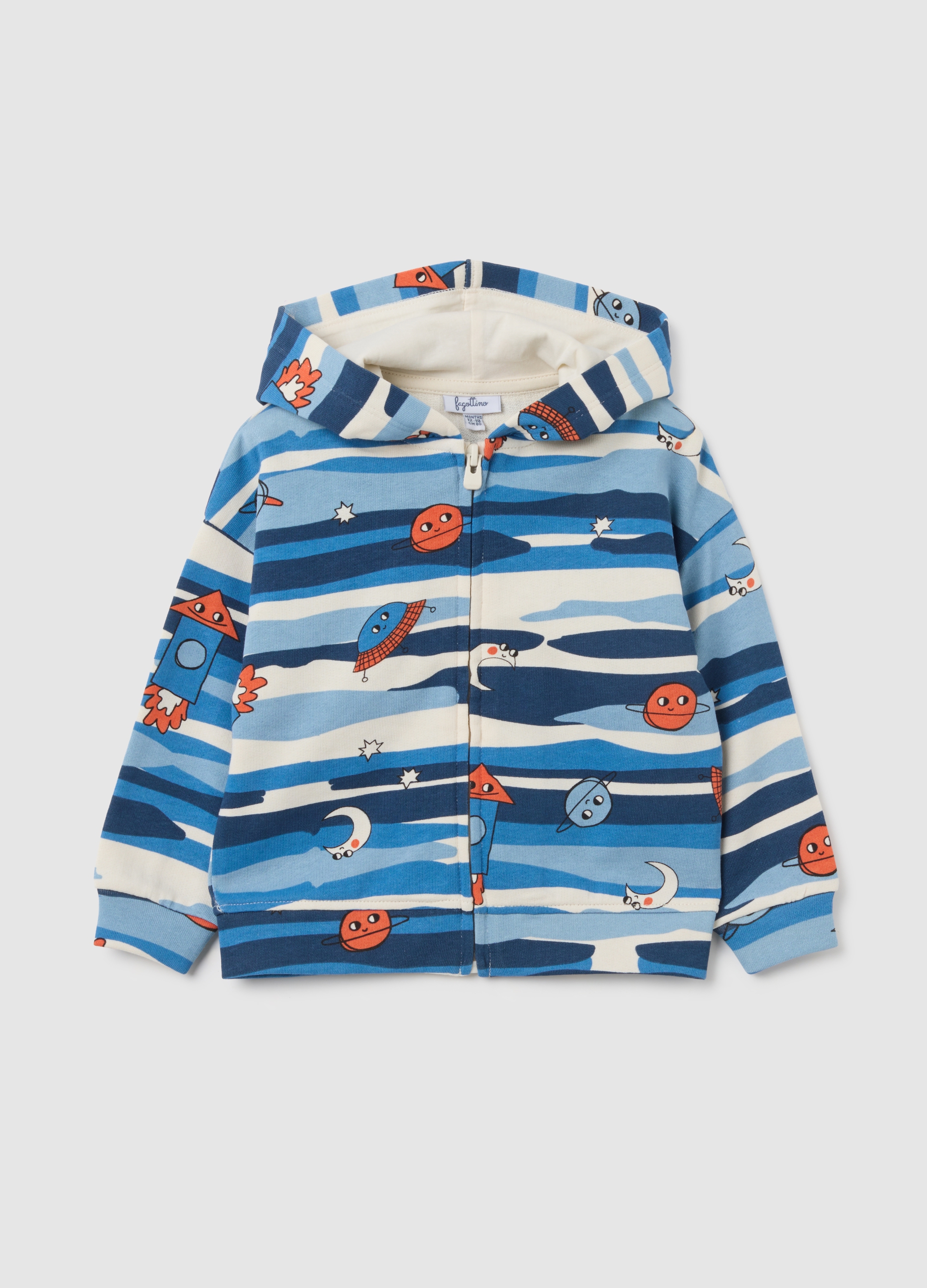Sudadera Infantil Multicolor De Algodón Puro Con Ajuste Relajado, Niño, Azul/Blanco, Talla: 12-18