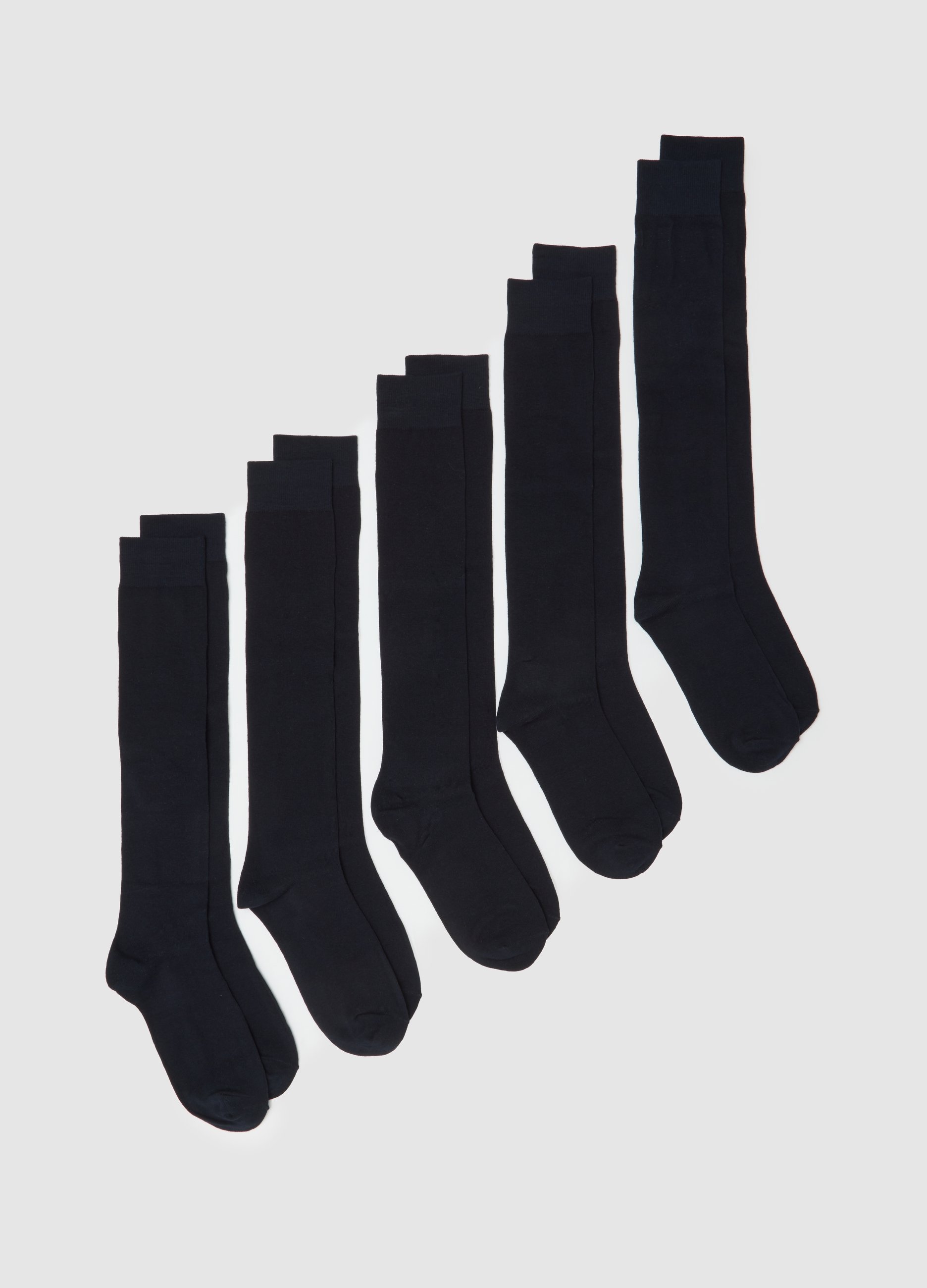 Set Multipack De Calcetines Largos De Algodón Azul Elástico, Hombre, Azul marino, Talla: 38/42