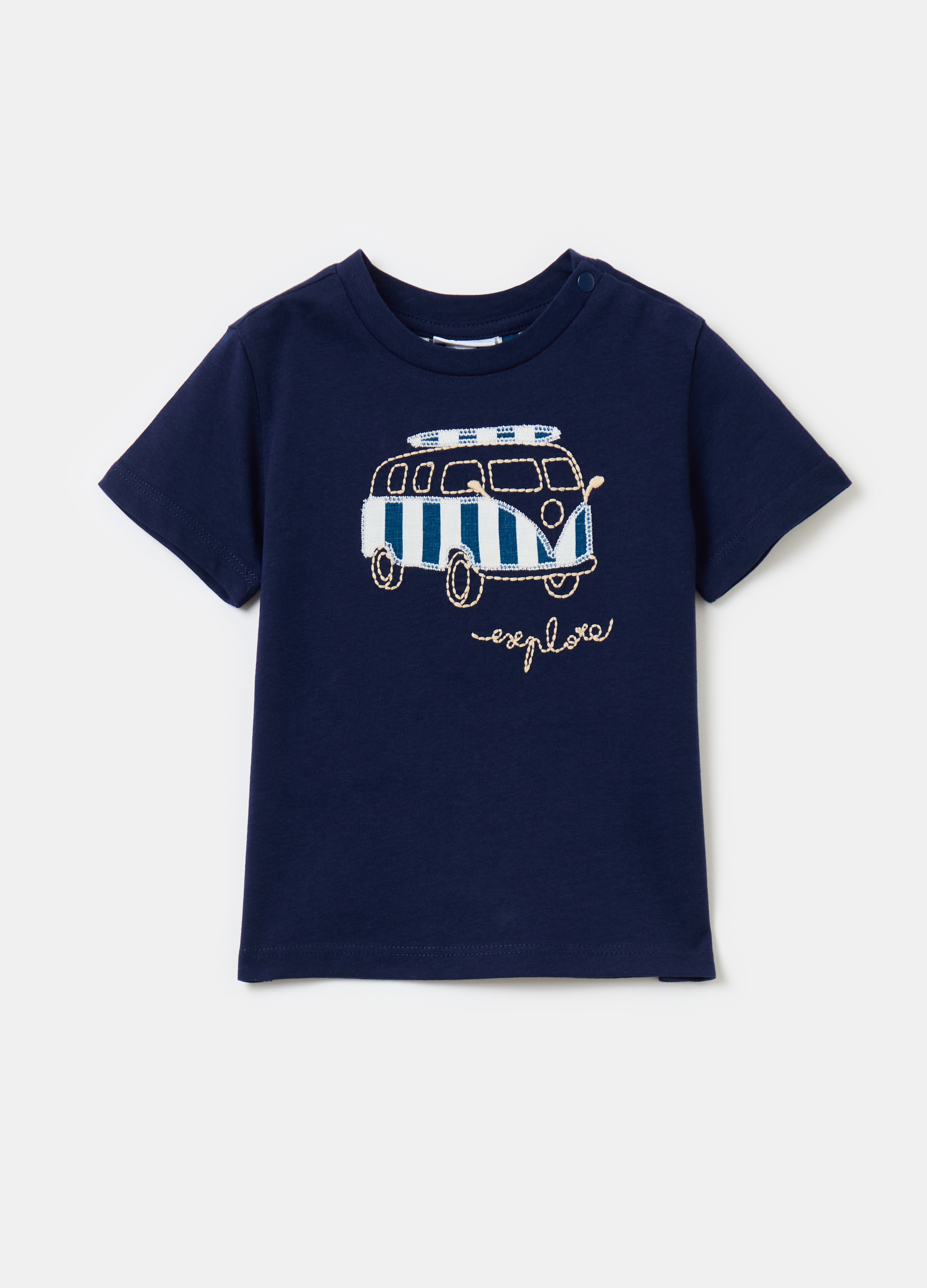 FAGOTTINO, T-shirt In Cotone Con Ricamo, Bambino, Blu, Taglia: 12-18