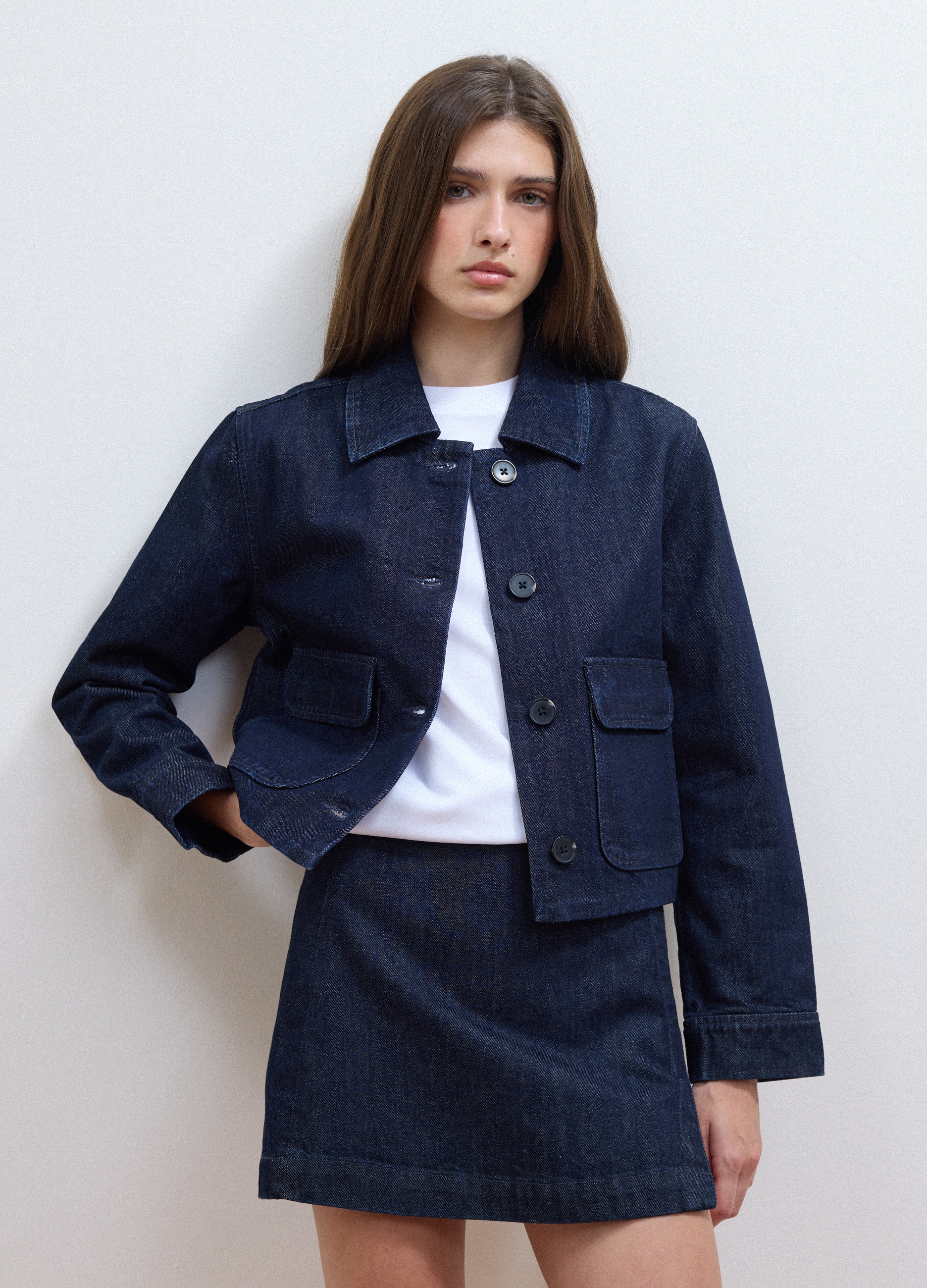 LES COPAINS, Giacca Cropped Blu In Denim Di Puro Cotone Regular Fit, Donna, Blu, Taglia: L