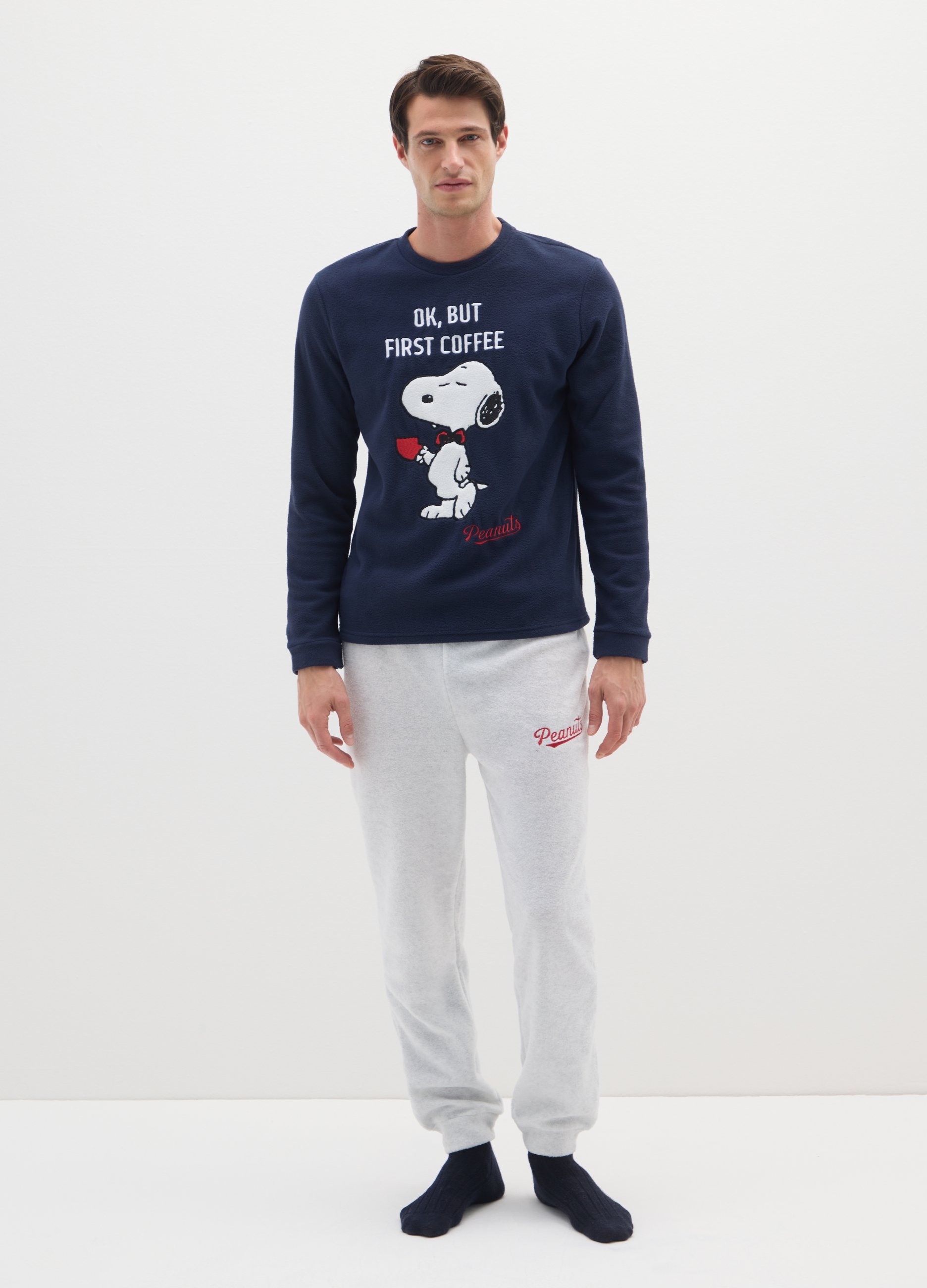 PEANUTS, Pigiama Blu E Grigio Con Stampa Snoopy, Uomo, Multicolor, Taglia: XXL