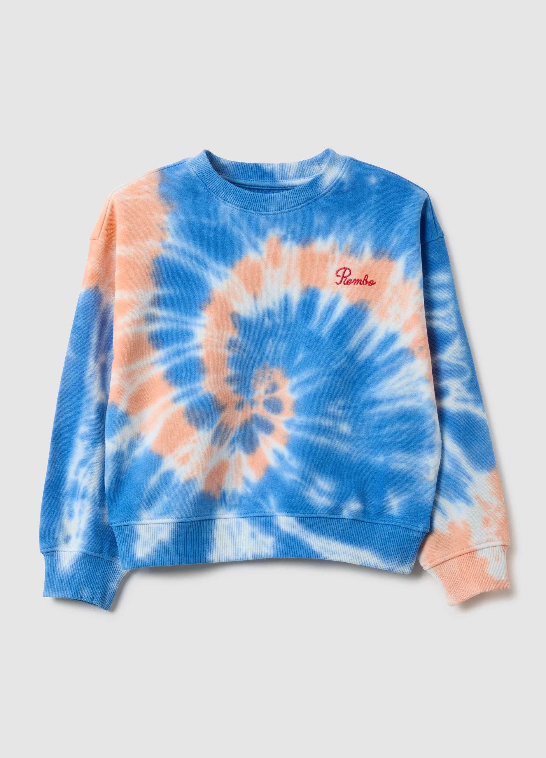 PIOMBO KIDS, Sudadera Multicolor De Algodón Para Niña, Ajuste Regular Con Diseño Tie-dye, Niña, Azul/naranja, Talla: 10