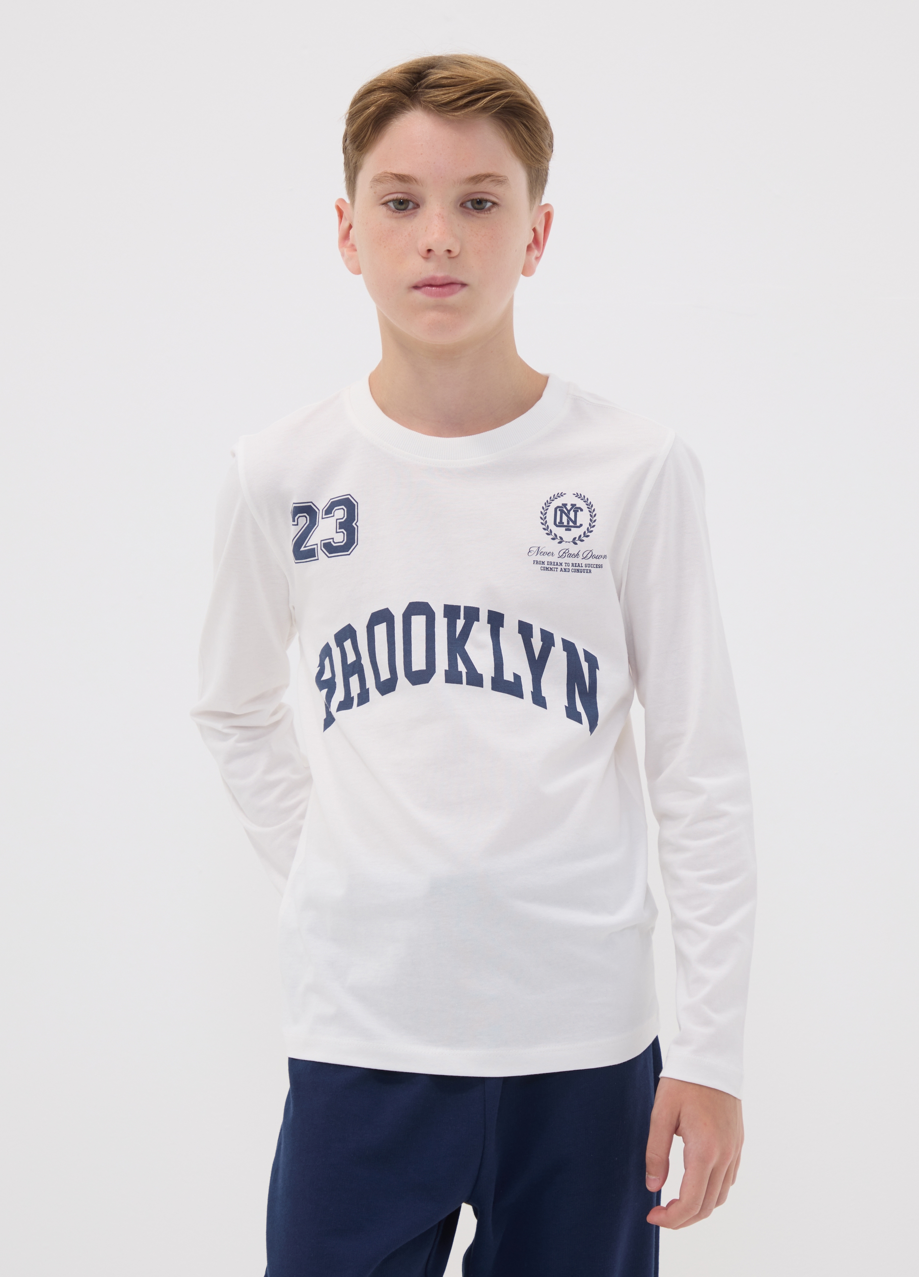 OVS KIDS, T-shirt Bianca In Puro Cotone Organico Con Stampa Frontale Per Ragazzo, Bambino, Bianco, Taglia: 11-12