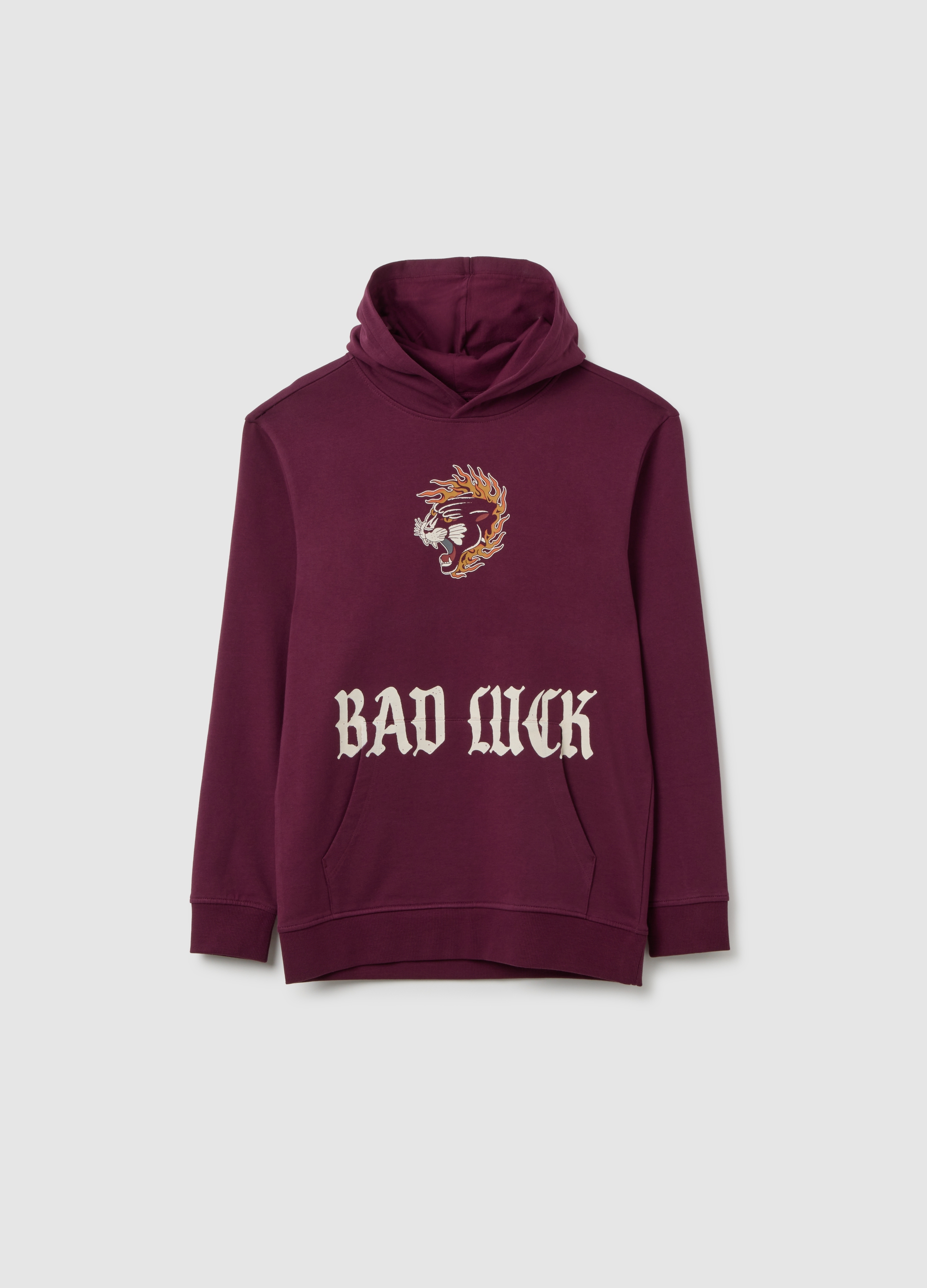 Felpa Da Ragazzo In Puro Cotone Rossa Regular Fit Con Cappuccio, Niño, Rojo Oscuro, Talla: 13-14