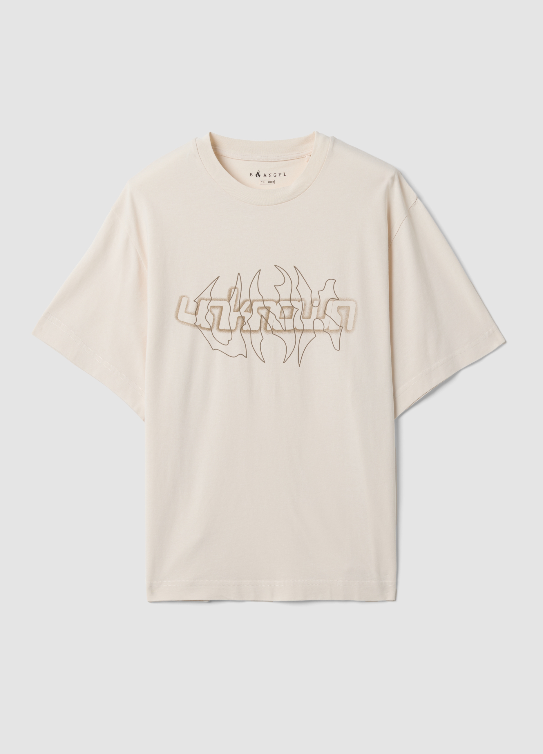 B.Angel, T-shirt Beige In Puro Cotone Con Stampa Frontale, Mann, Bianco, Größe, Xl