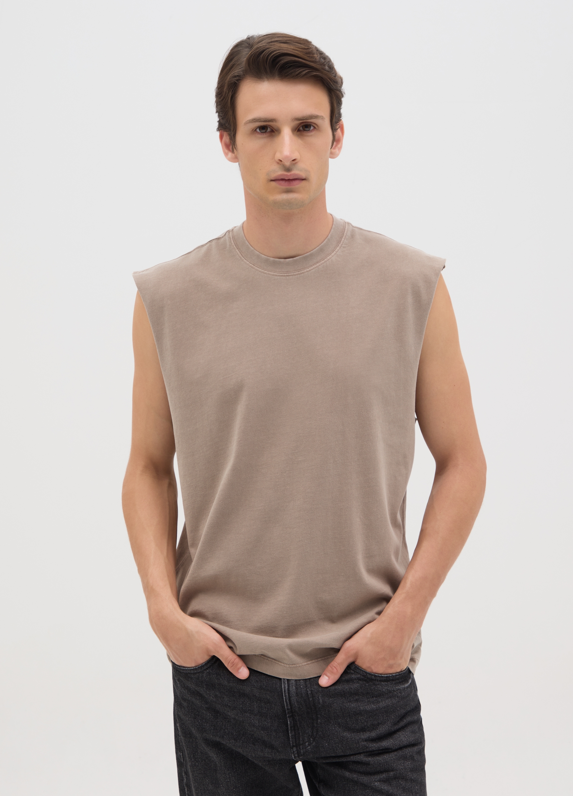 OVS , Canotta Da Uomo In Puro Cotone Beige Regular Fit, Beige, Taglia: M