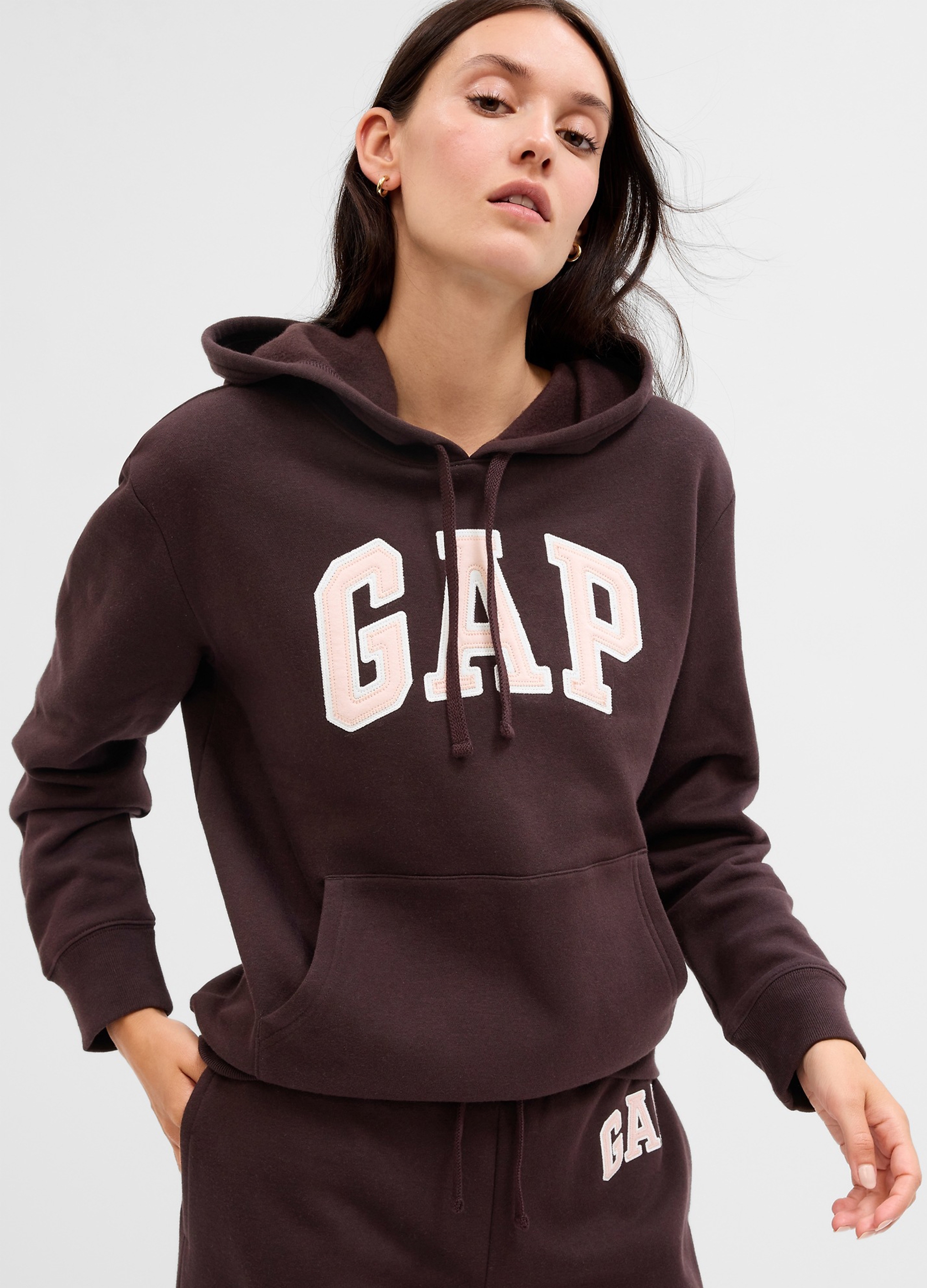 GAP, Felpa Con Cappuccio Ricamo Logo, Donna, Marrone, Taglia: S