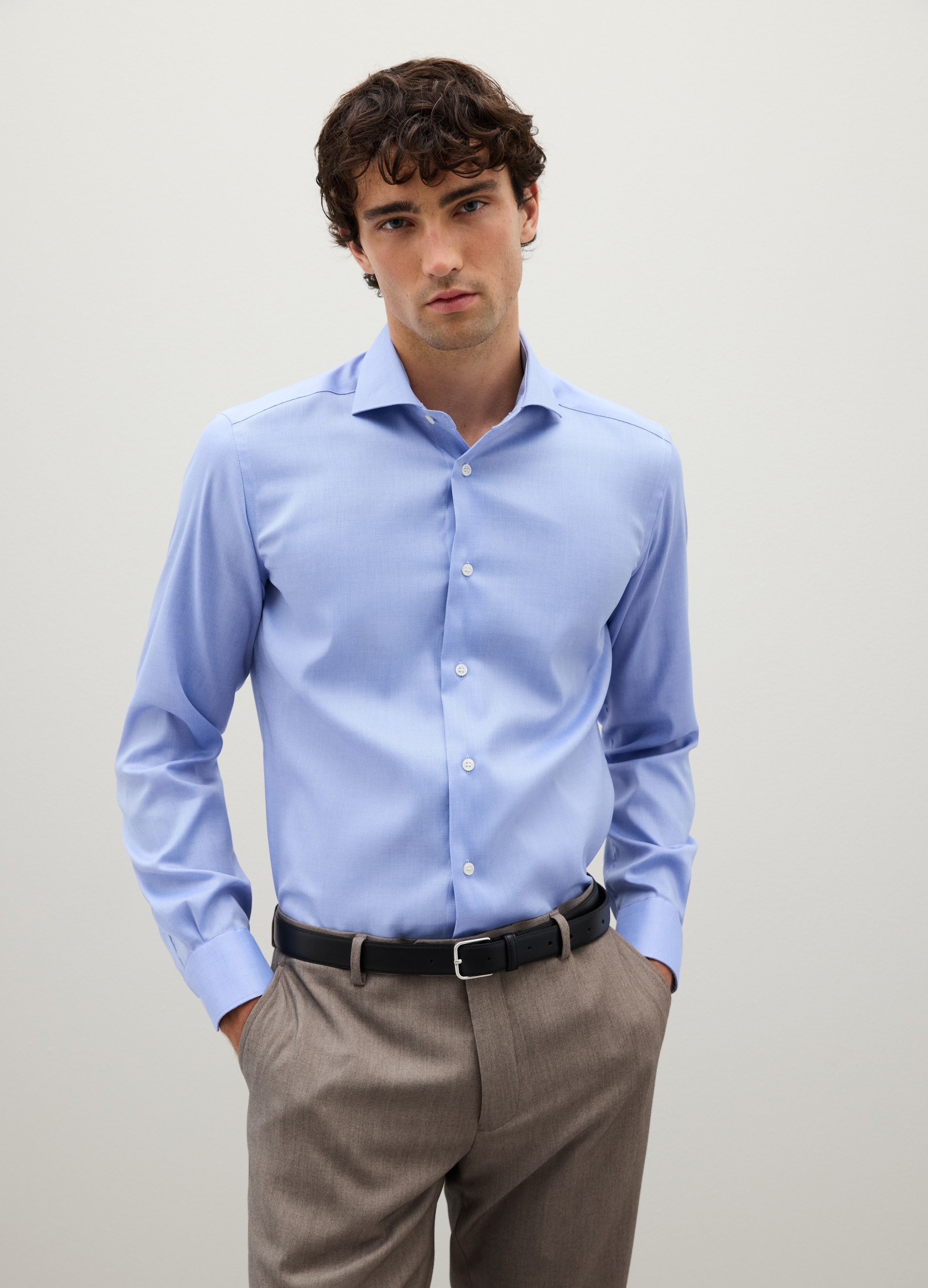 OVS, Camisa Azul De Manga Larga De Algodón, Hombre, Denim, Talla: 40
