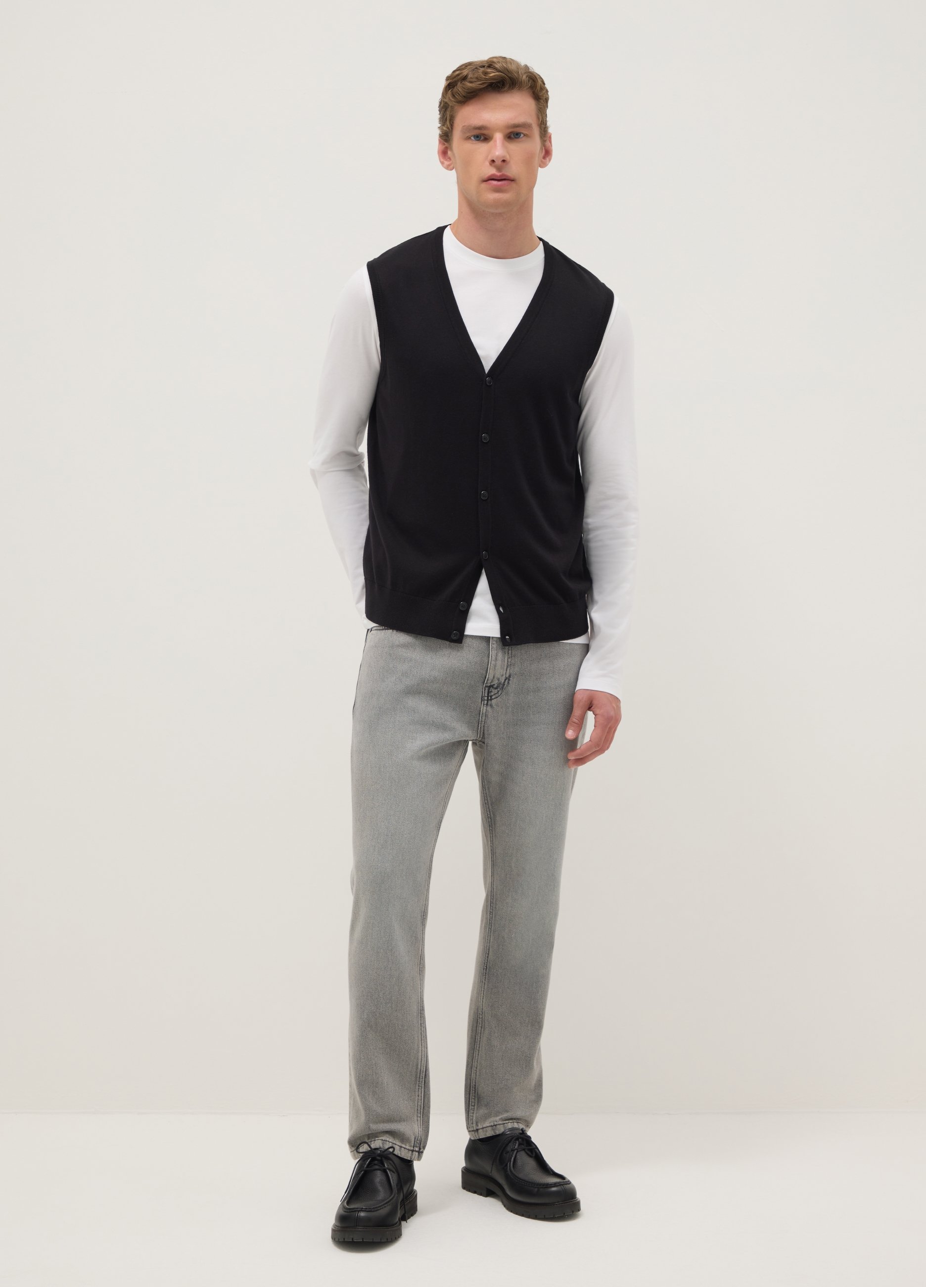 Vaqueros Grises En Mezcla De Algodón Denim Carrot Fit, Hombre, Gris claro, Talla: 44