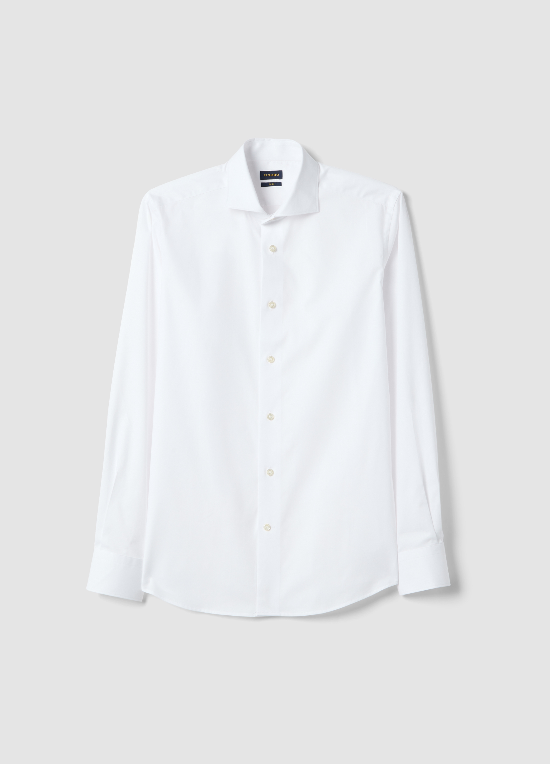 PIOMBO, Camisa Blanca De Puro Algodón Ajustada, Hombre, Blanco óptico, Talla: 44
