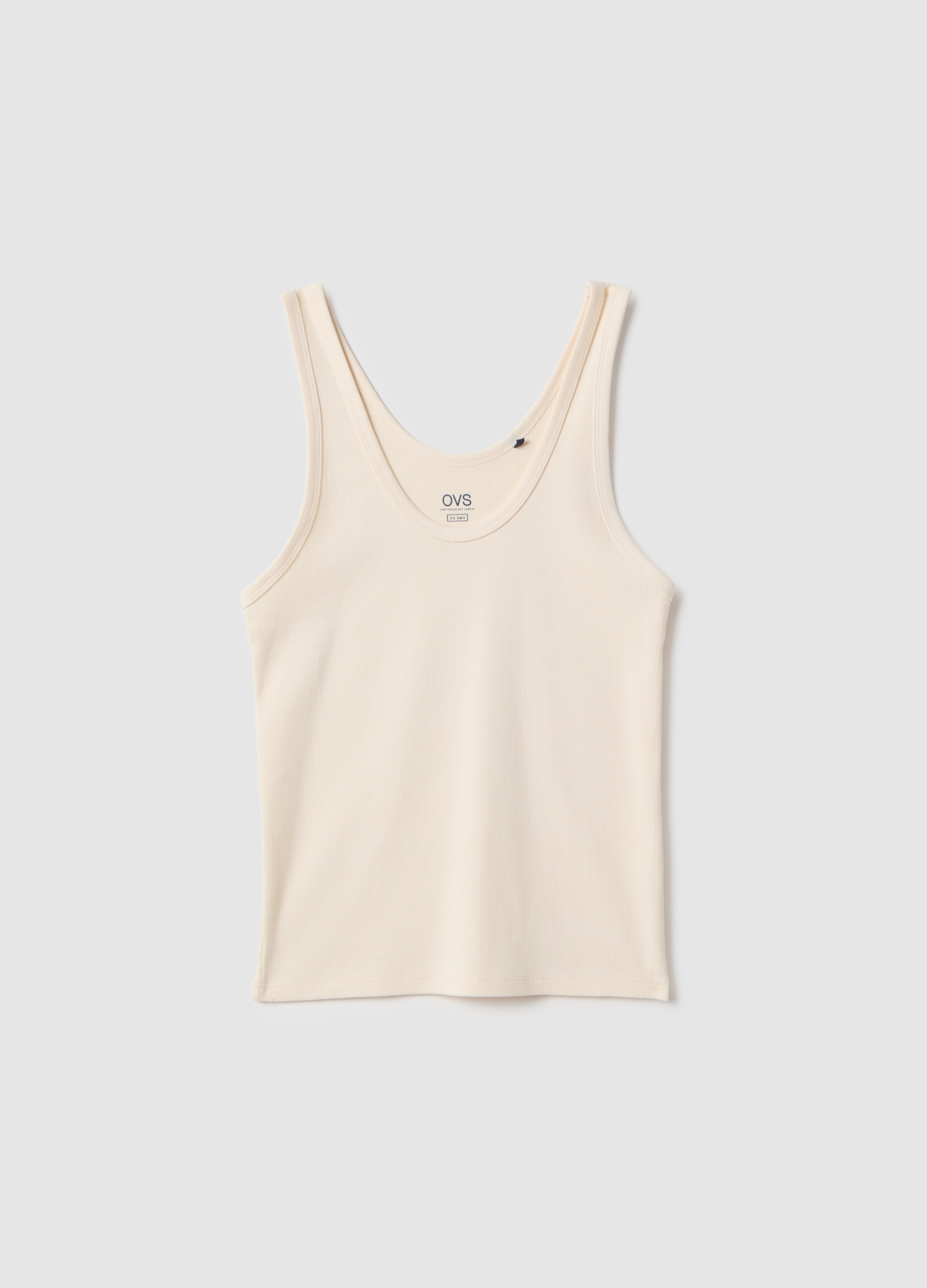 Camiseta Sin Mangas Beige De Algodón Elástico Ajuste Regular, Mujer, Beige Oscuro, Talla: XXL