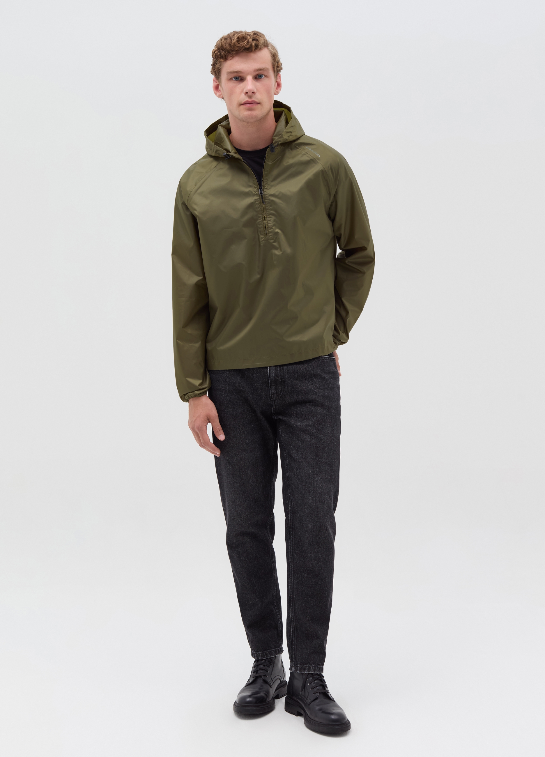 OVS , Giacca Essential Impermeabile Half-zip, Uomo, Verde, Taglia: S