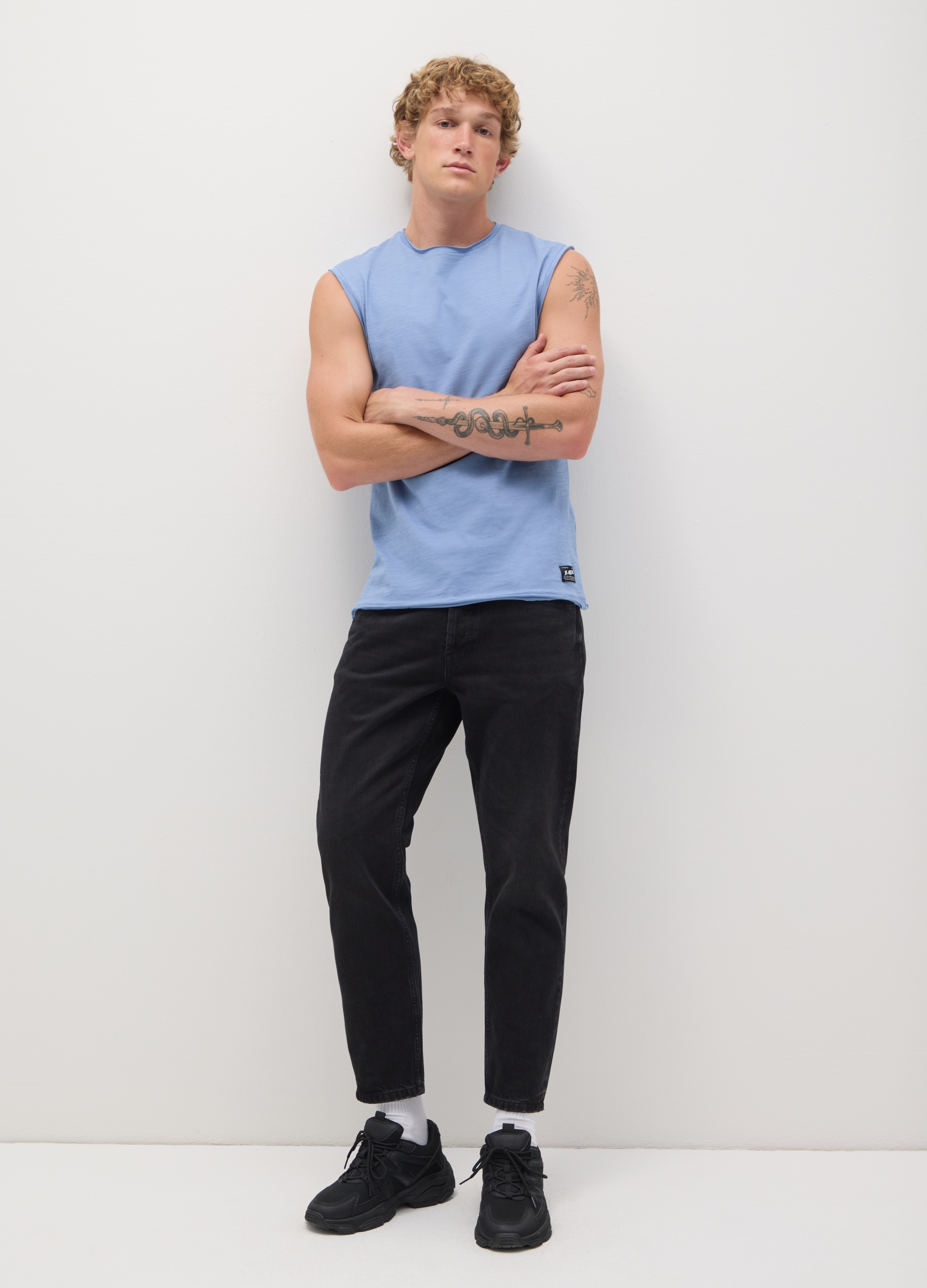 OVS, Tank Top Da Uomo In Puro Cotone Azzurro Regular Fit, Azzurro, Taglia: XS