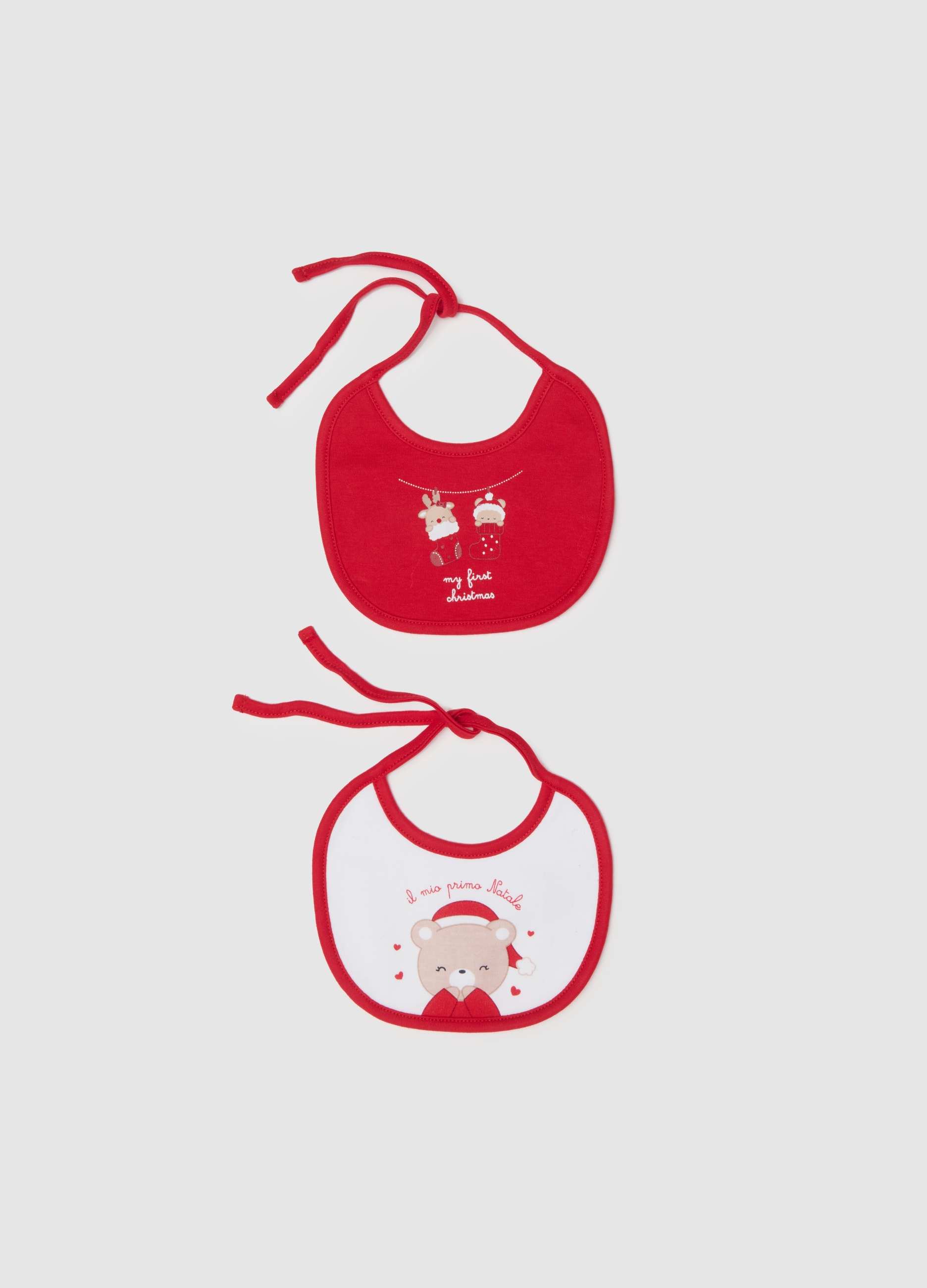 FAGOTTINO, Pack De Baberos Navideños Para Bebé Niña En Algodón Puro Multicolor, Bebé Niña, Blanco/rojo, Talla: T.U.