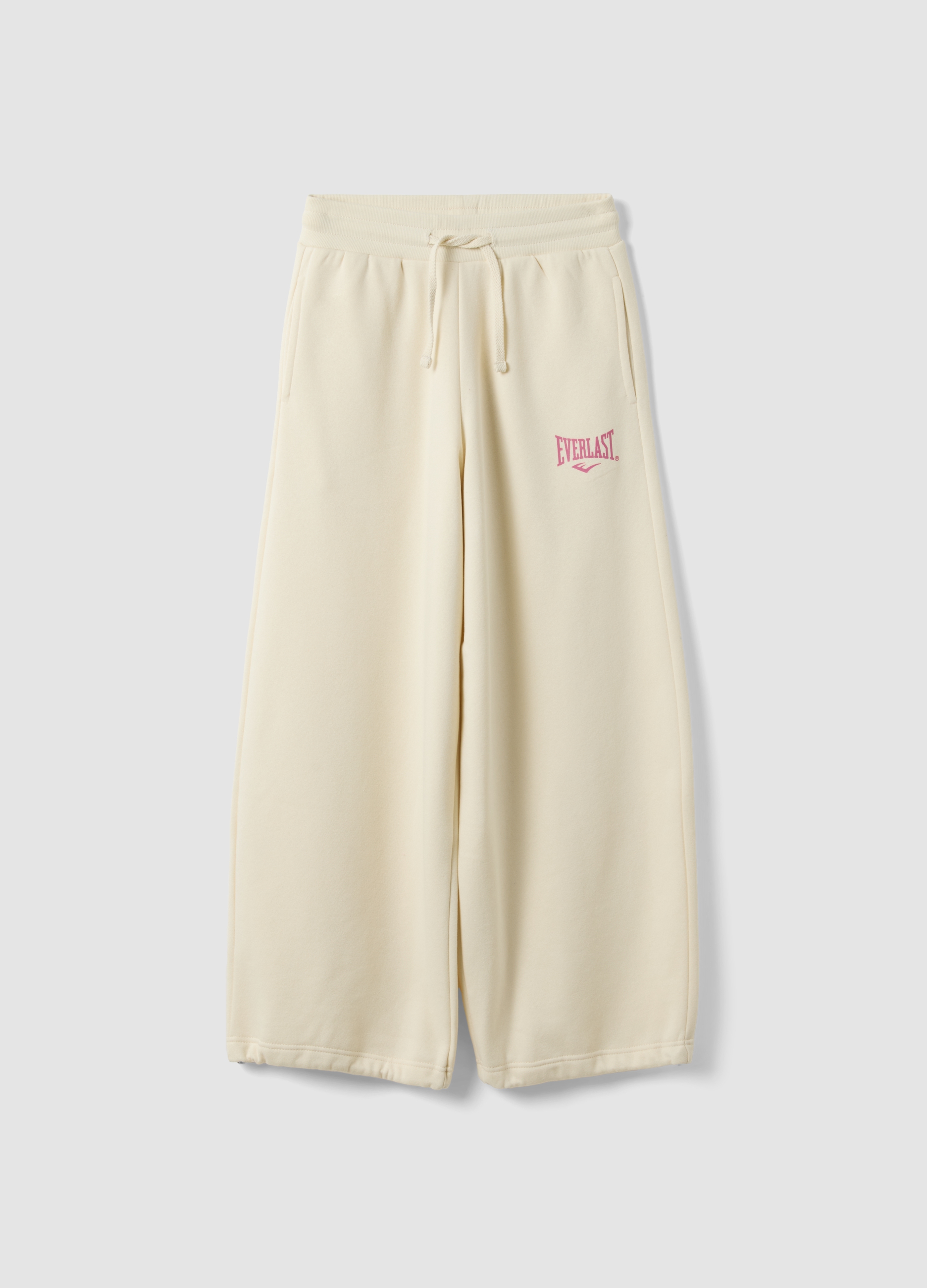 EVERLAST, Pantaloni Bianchi In Misto Cotone Wide Leg, Unisex, Bianco, Taglia: XL