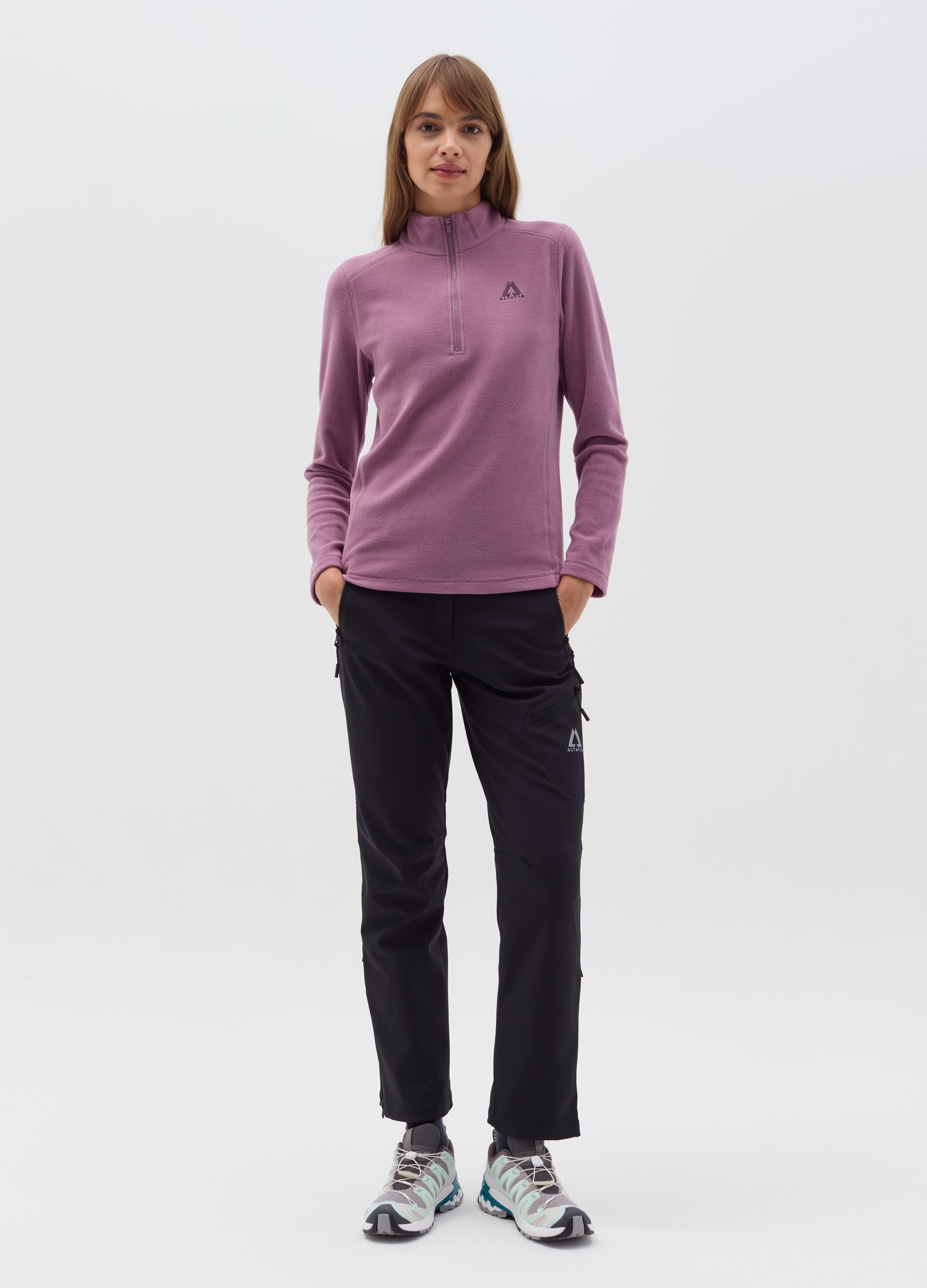 ALTAVIA, Forro Polar Media Cremallera Altavia By Deborah Compagnoni, Mujer, Malva, Talla: 42