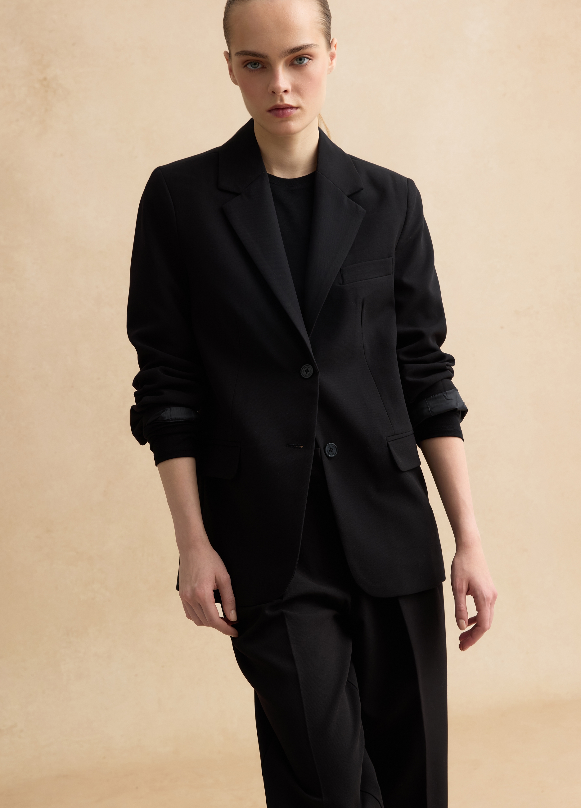 LES COPAINS, Blazer Negro De Mezcla De Viscosa Ajuste Regular, Mujer, Gunmetal, Talla: 44