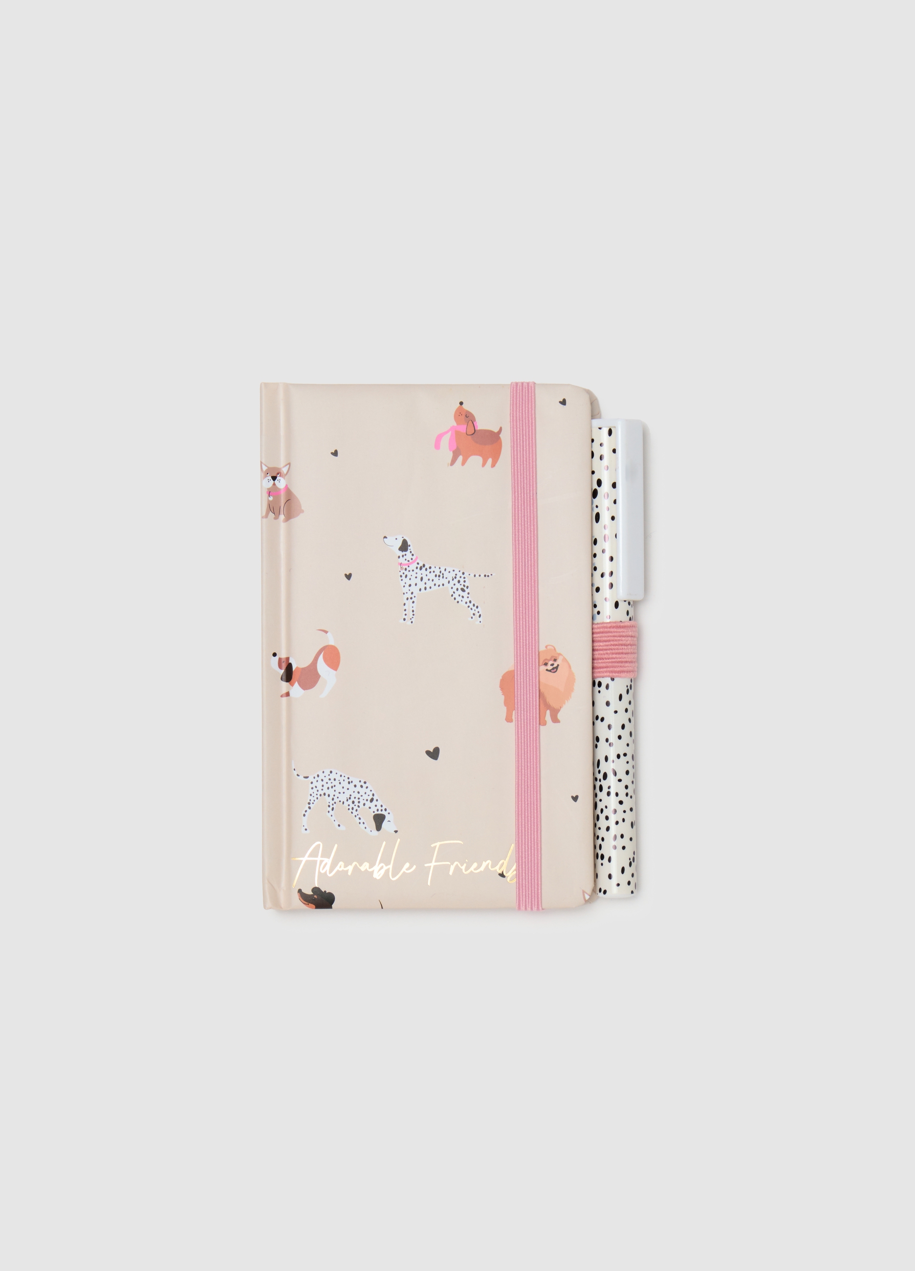 OVS, Set Quaderno E Penna Beige Con Stampa Animali, Donna, Beige, Taglia: ONE SIZE