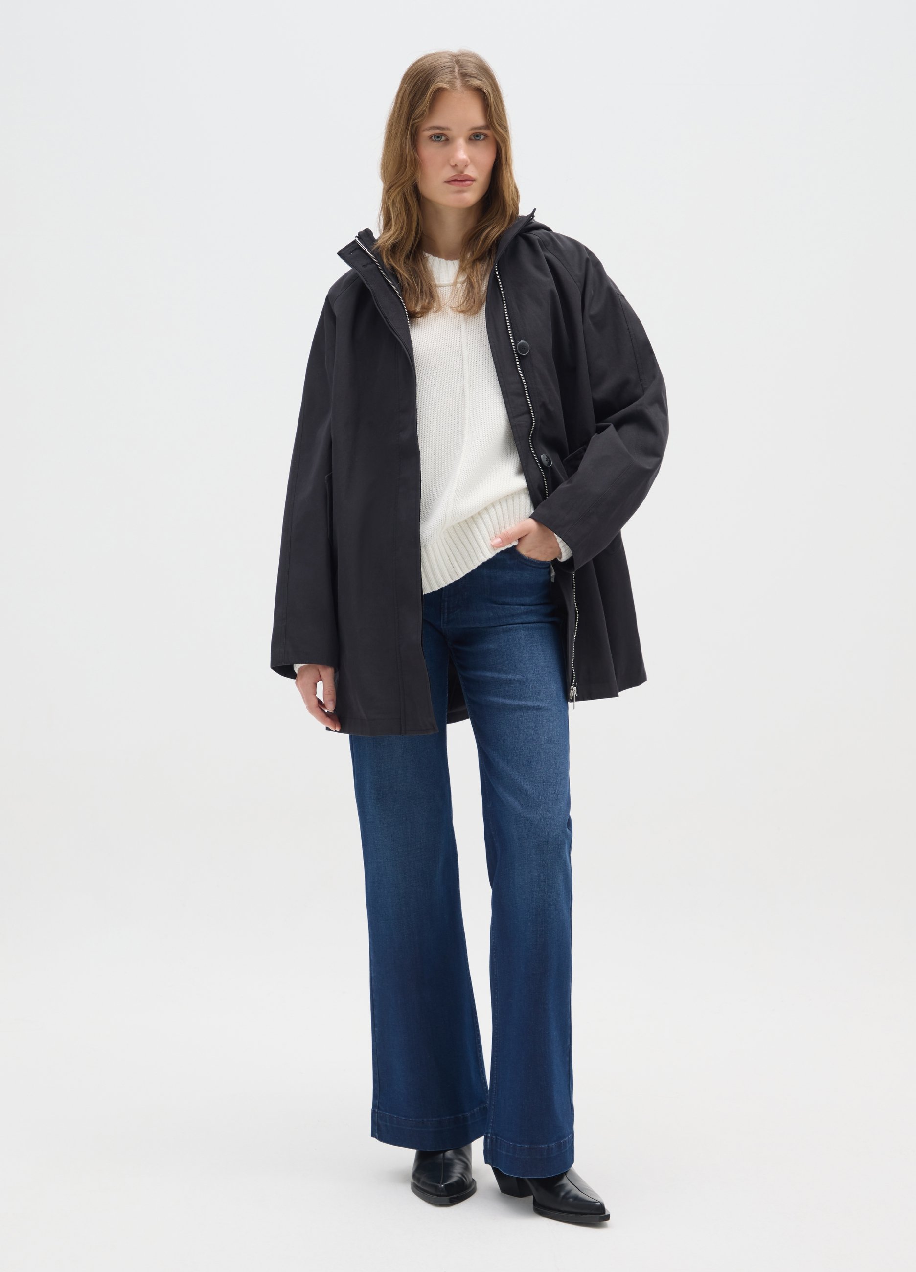 OVS, Chaqueta Negra En Mezcla De Algodón Ajuste Regular, Mujer, Gunmetal, Talla: S