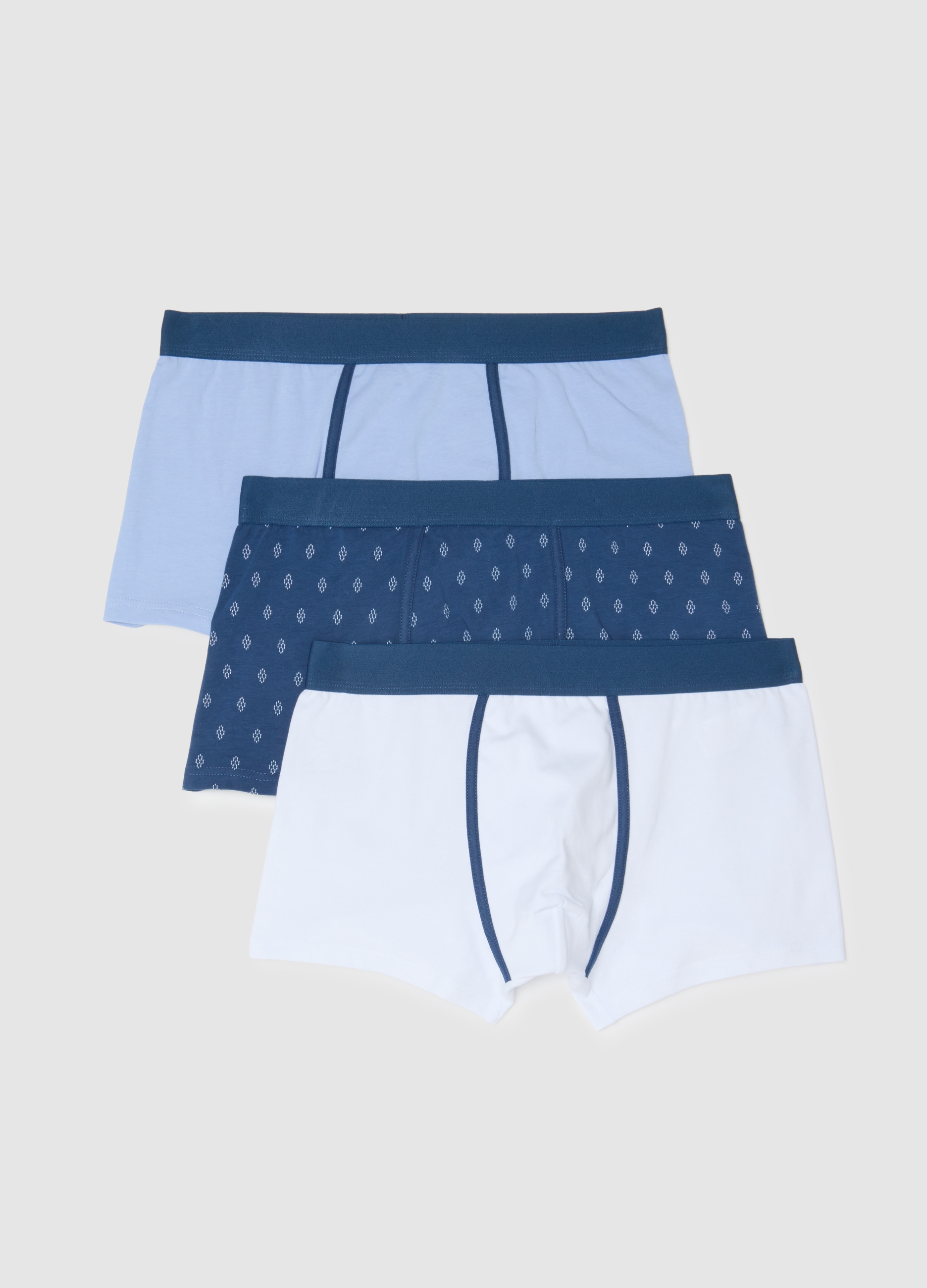 Pack Tripack De Bóxers De Algodón Puro Multicolor Ajuste Regular, Hombre, Blanco/azul, Talla: XL