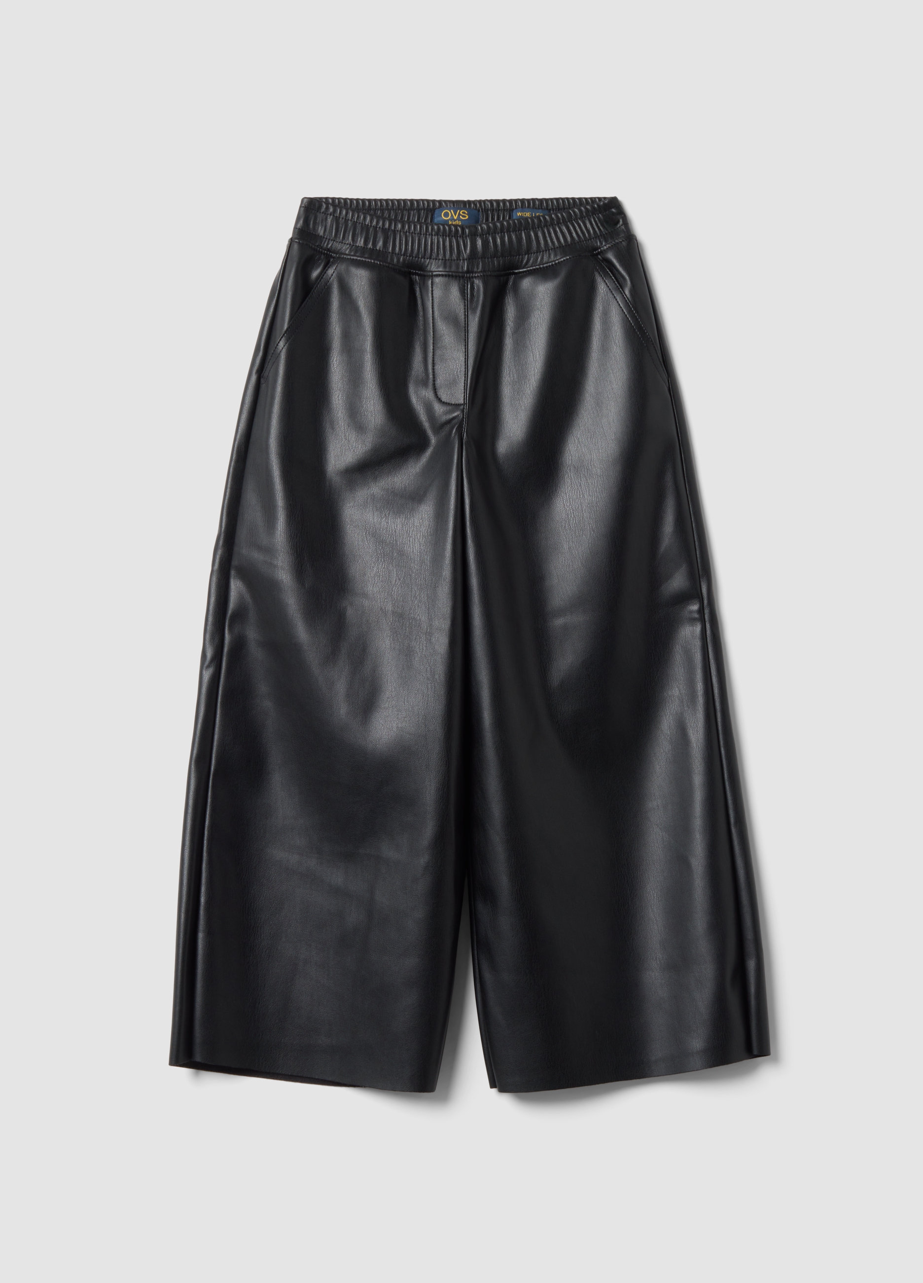 OVS KIDS, Pantaloni Neri Wide Leg Con Vita Elasticizzata Per Bambina, Nero, Taglia: 8-9