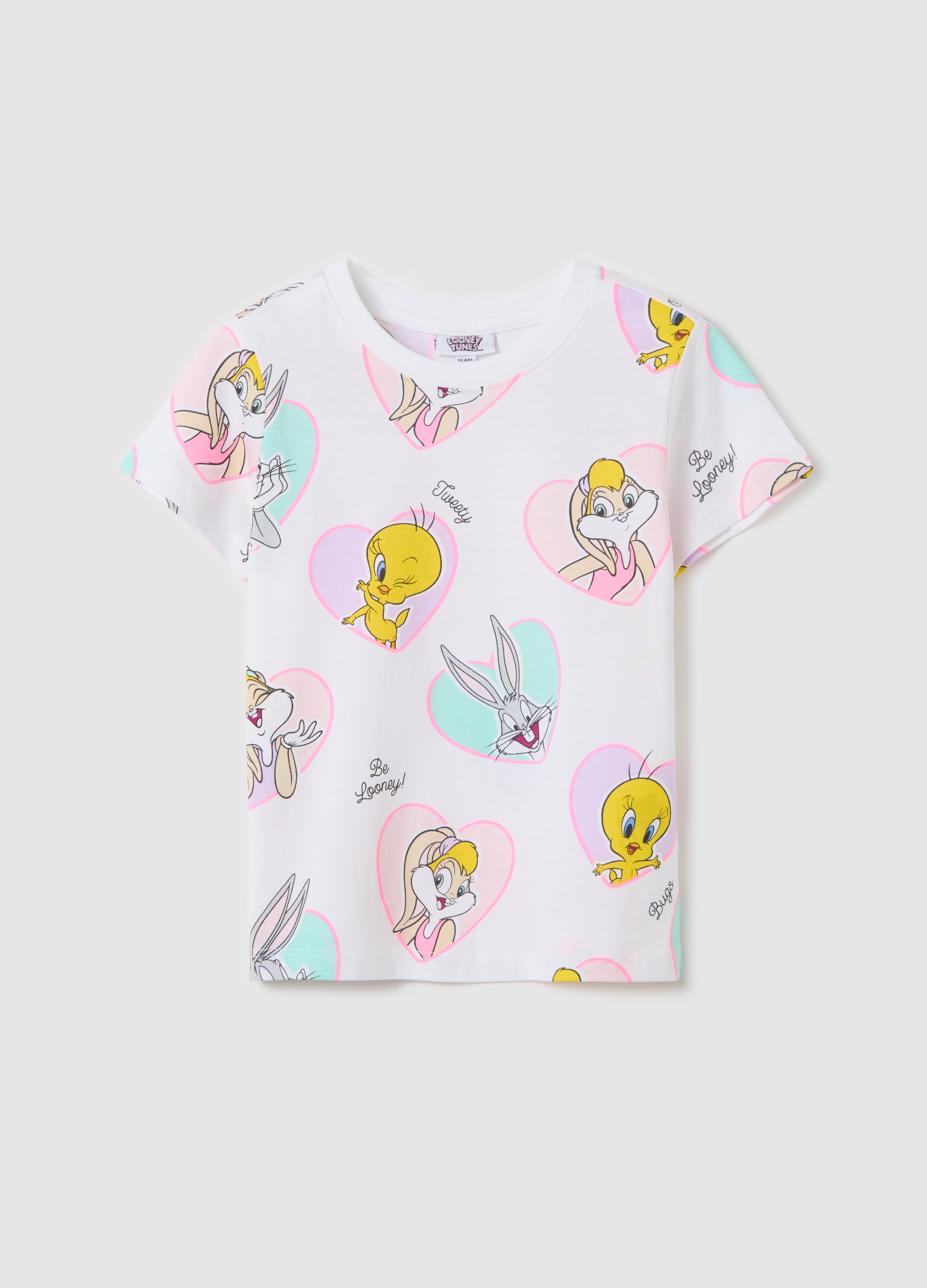 OVS, T-shirt Bianca Con Stampa Titti E Lola Bunny, Bambina, Bianco, Taglia: 3-4