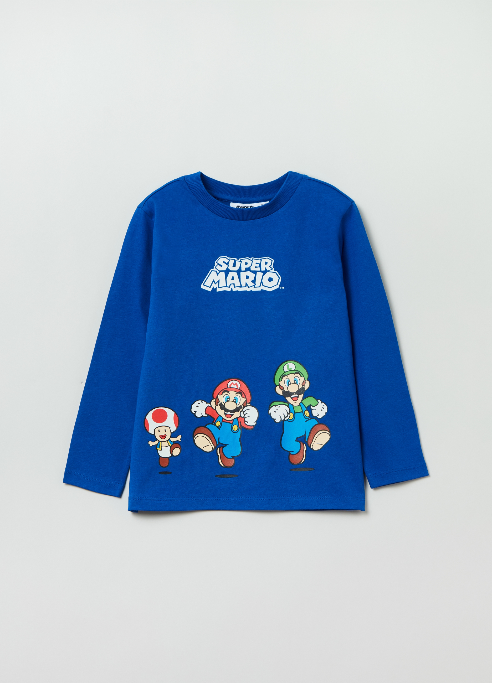 Long-sleeves T-shirt With Super Mario™ Print, Niño, Azul real, Talla: 8-9
