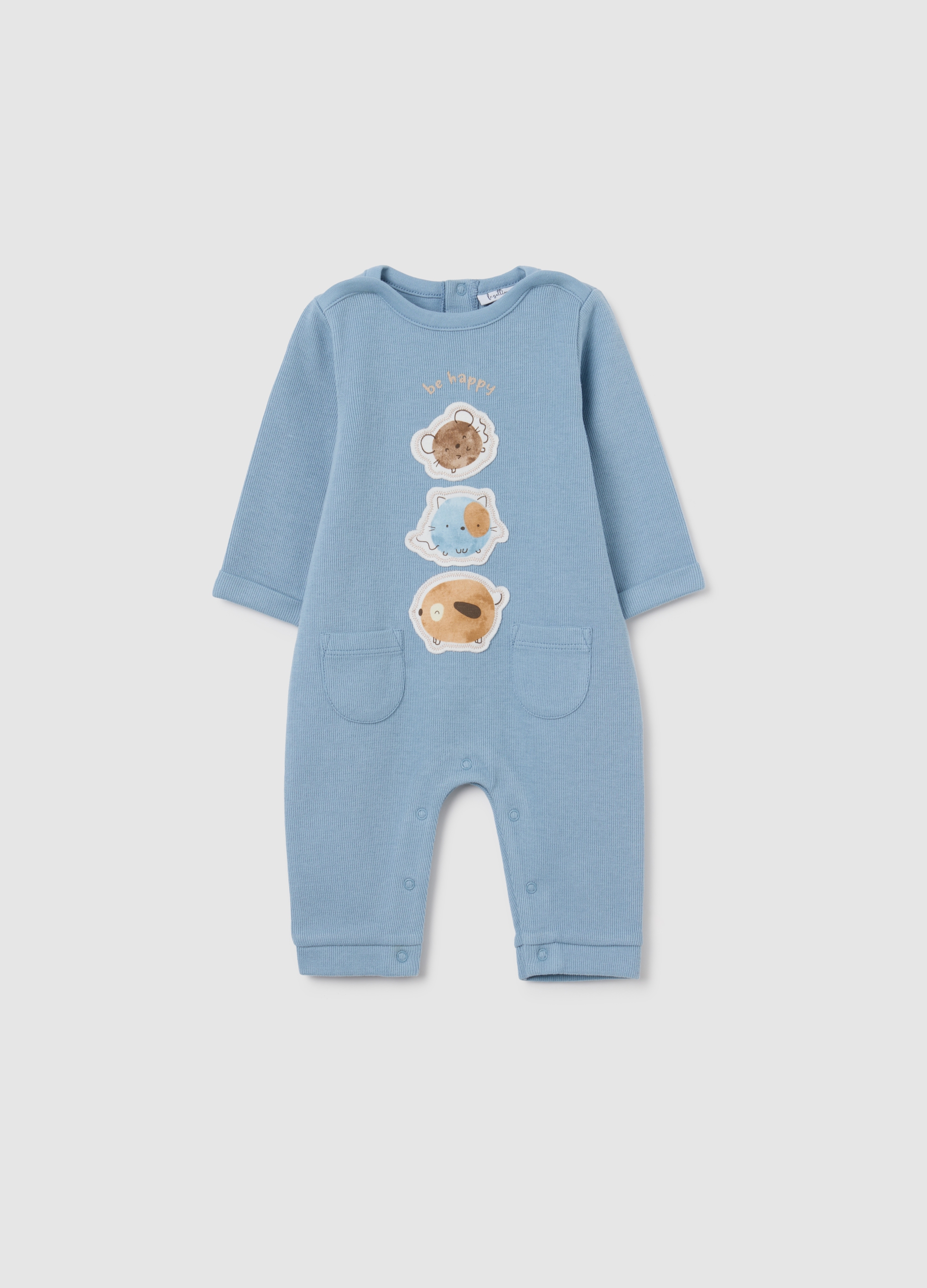 FAGOTTINO, Tutina Da Neonato In Puro Cotone Azzurra, Azzurro, Taglia: 1-3