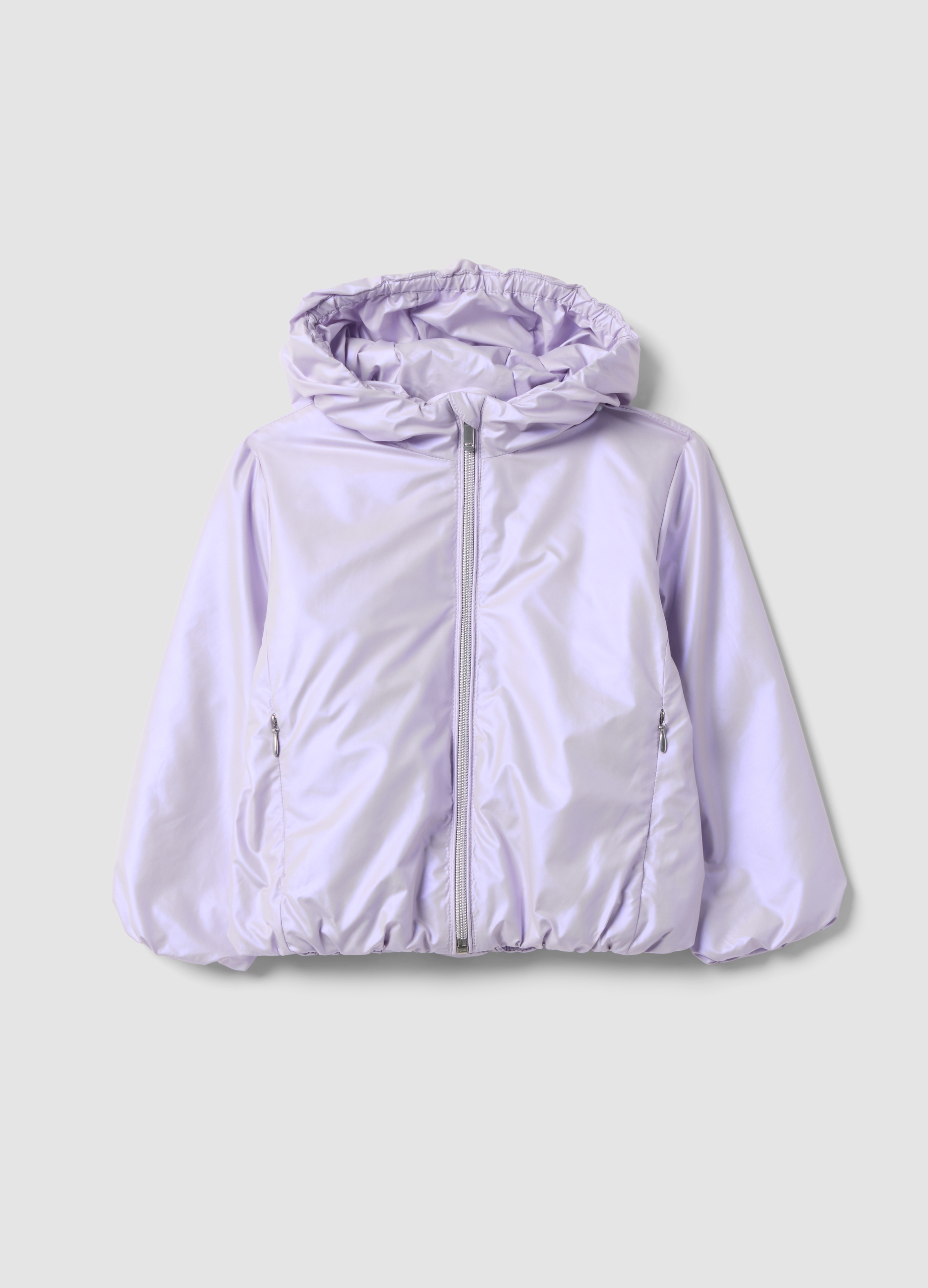 FAGOTTINO, Giacca Antipioggia Imbottita Viola Con Cappuccio E Zip Regular Fit Per Bimba, Bambina, Viola, Taglia: 12-18