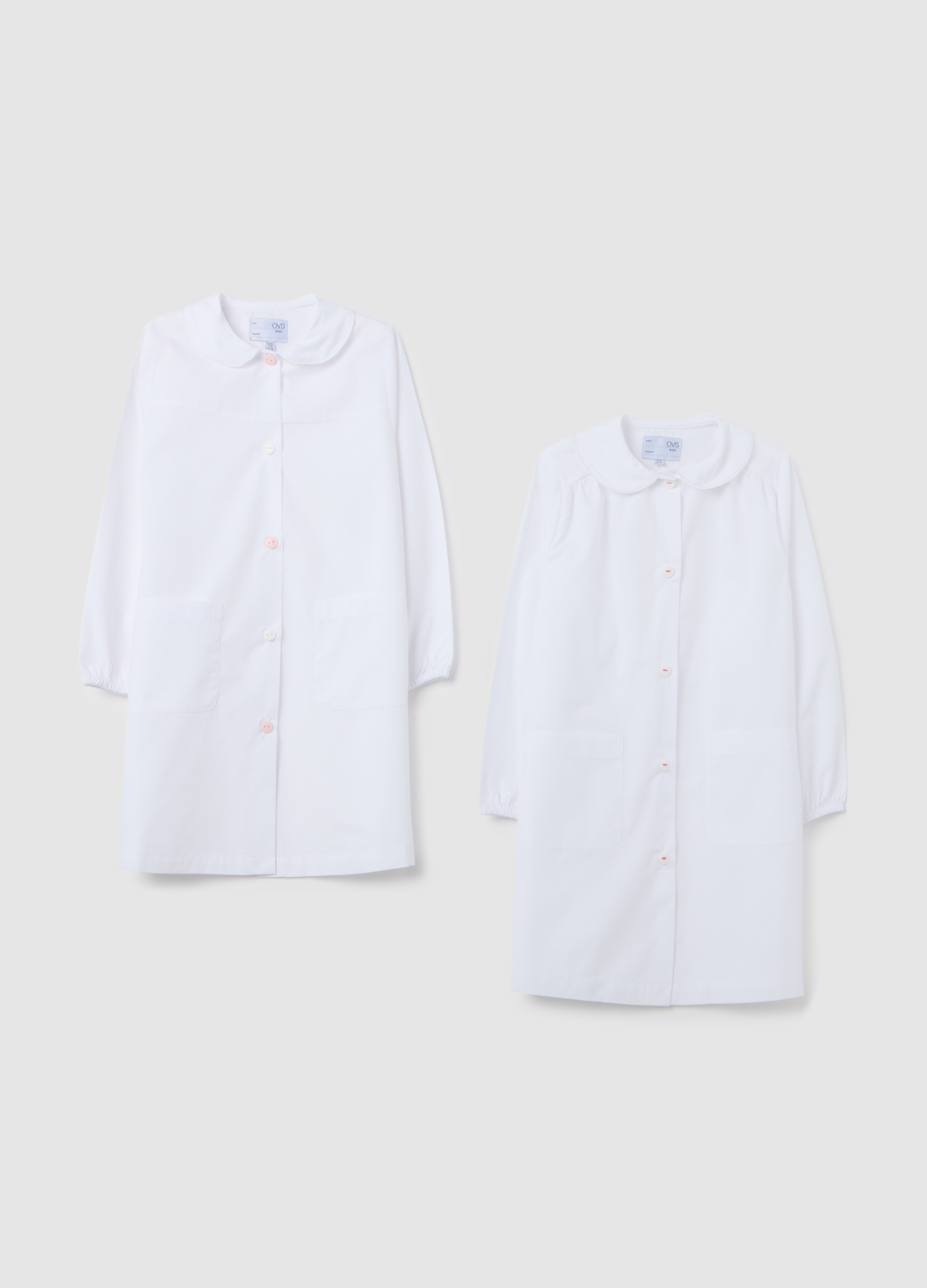 OVS KIDS, Bipack Grembiuli Scolastici Da Bambina Con Bottoni, Bianco, Taglia: 11-12